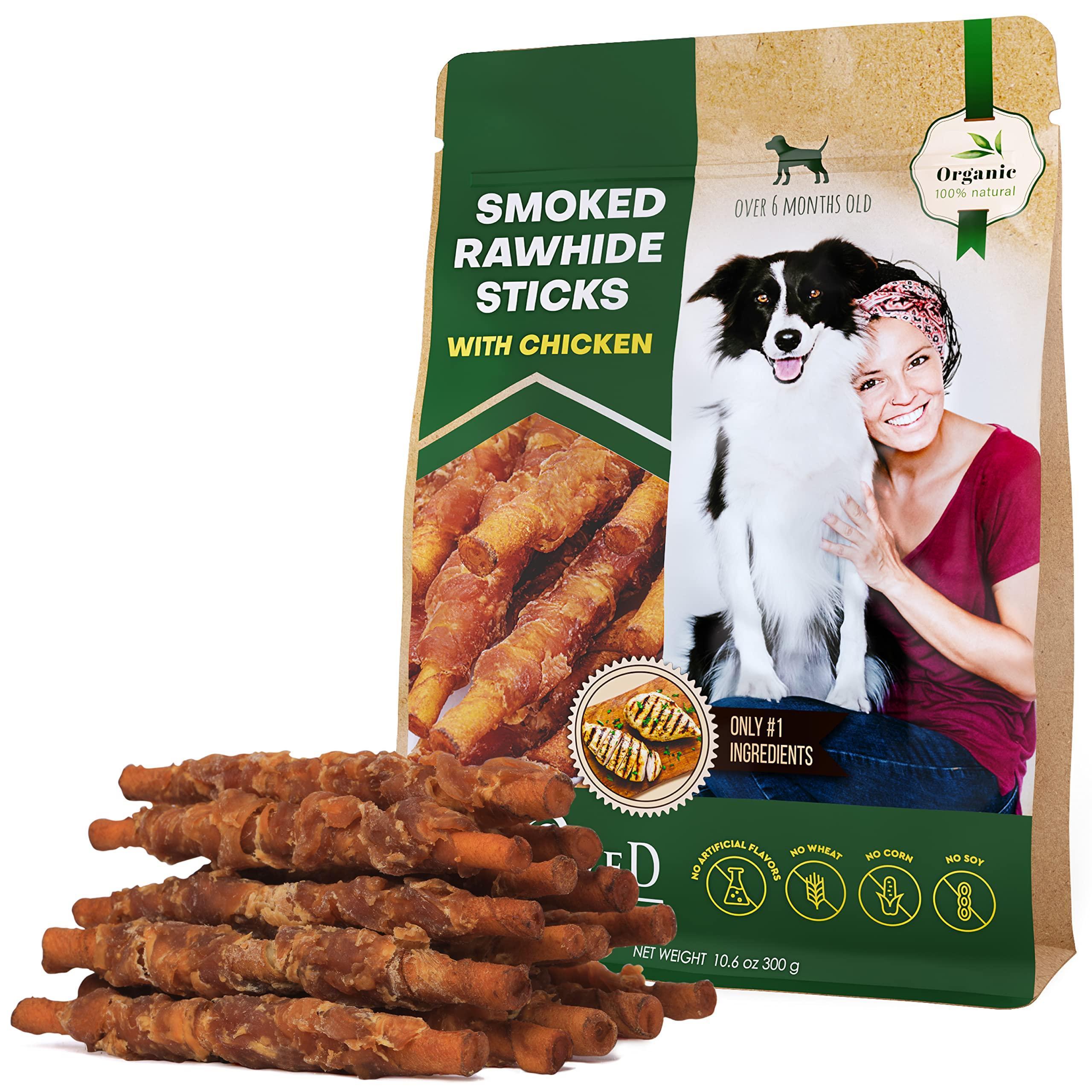 Smoked Rawhide Sticks for Dogs Chicken-Wrapped Grain-Free Chews Smoked Rawhide Sticks for Dogs Chicken-Wrapped Grain-Free Chews