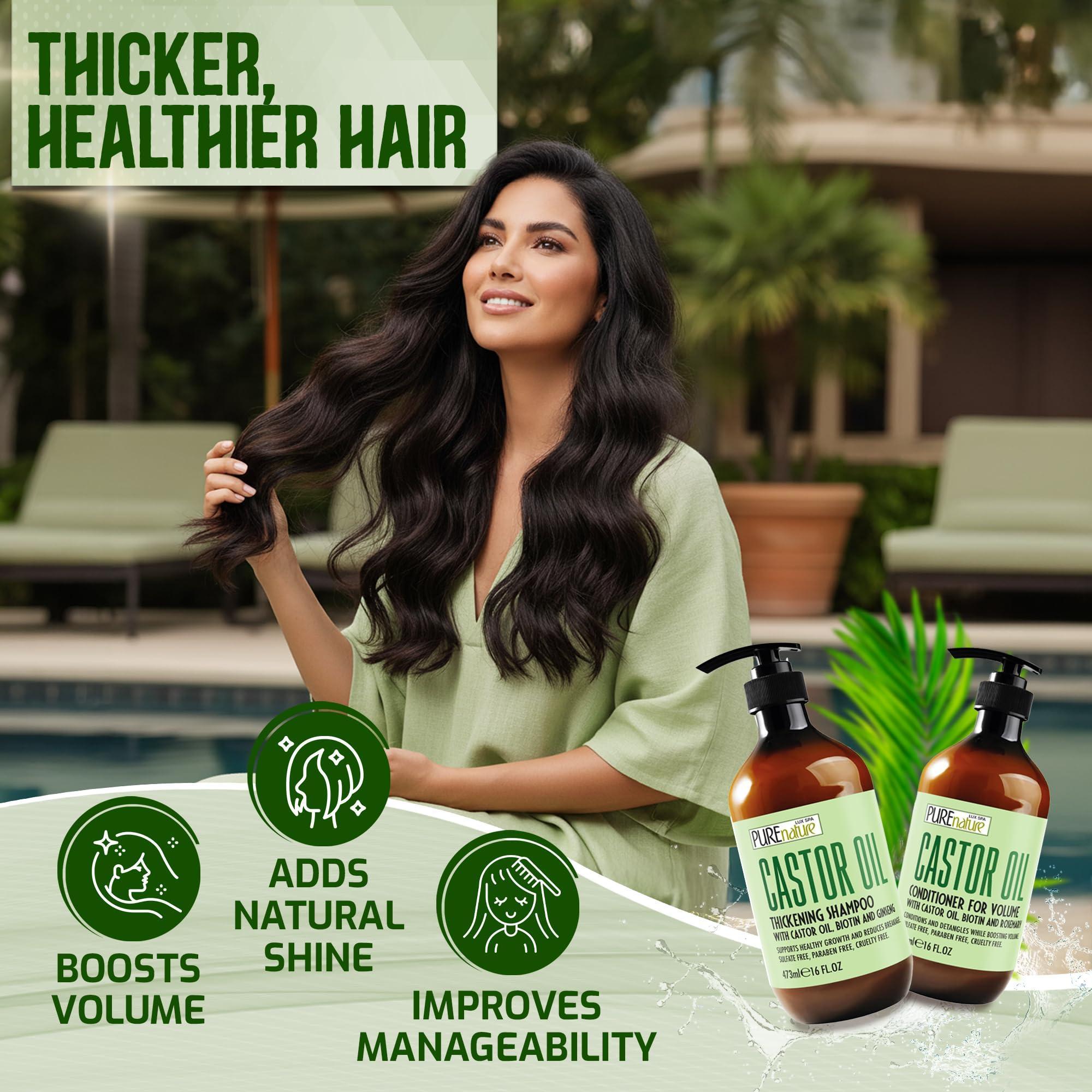 Castor Oil Shampoo and Conditioner Set 16 Fl Oz Set of 2 Sulfate Free Volume Thickening Products for Fine Thinning Hair Anti Breakage and Volumizing Thick Professional Salon Formula Castor Oil Shampoo and Conditioner Set 16 Fl Oz Set of 2 Sulfate Free Volume Thickening Products for Fine Thinning Hair Anti Breakage and Volumizing Thick Professional Salon Formula