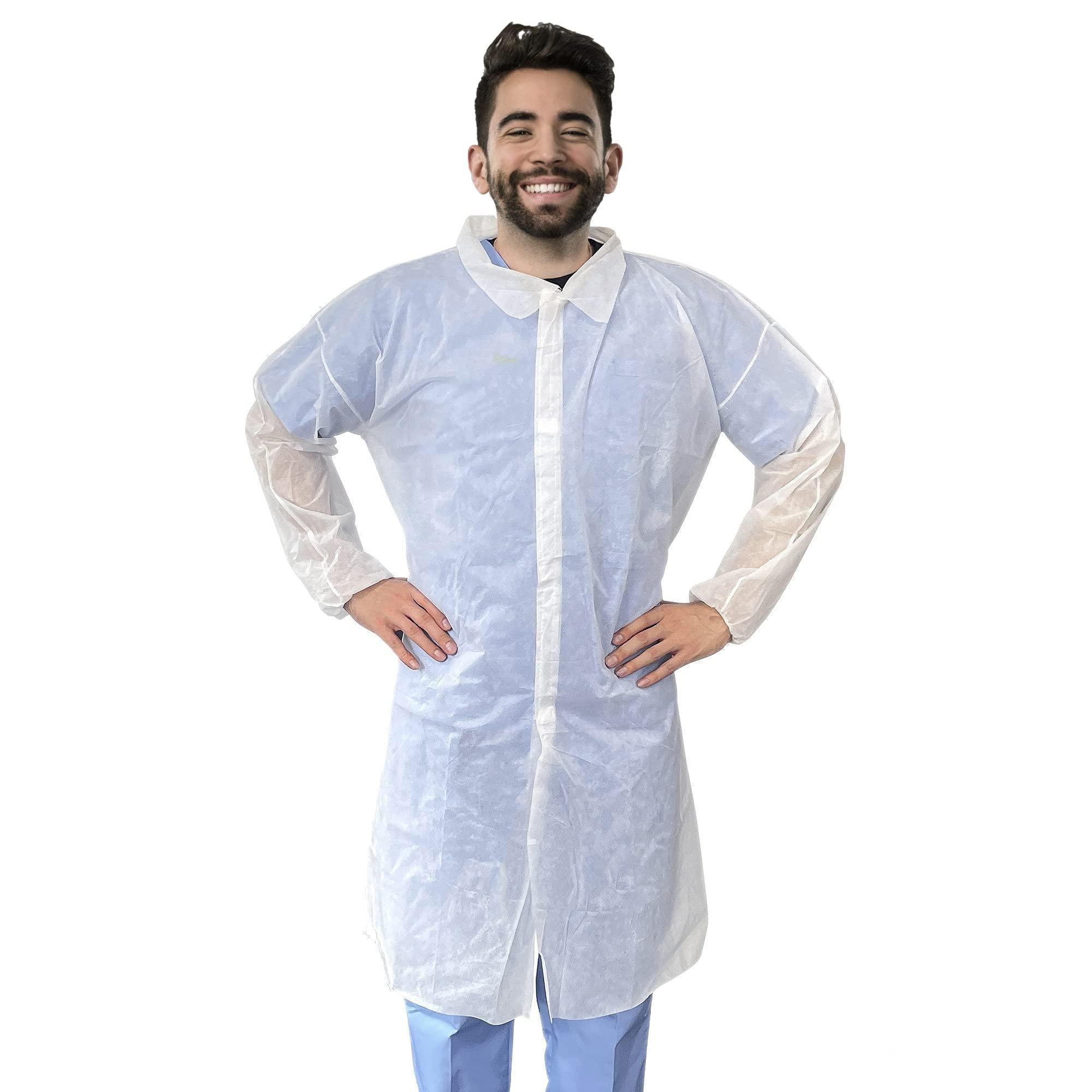 Disposable Lab Coat XL Size 35 GSM PP White Lab Jackets for Adults 5 Pack Disposable Lab Coat XL Size 35 GSM PP White Lab Jackets for Adults 5 Pack