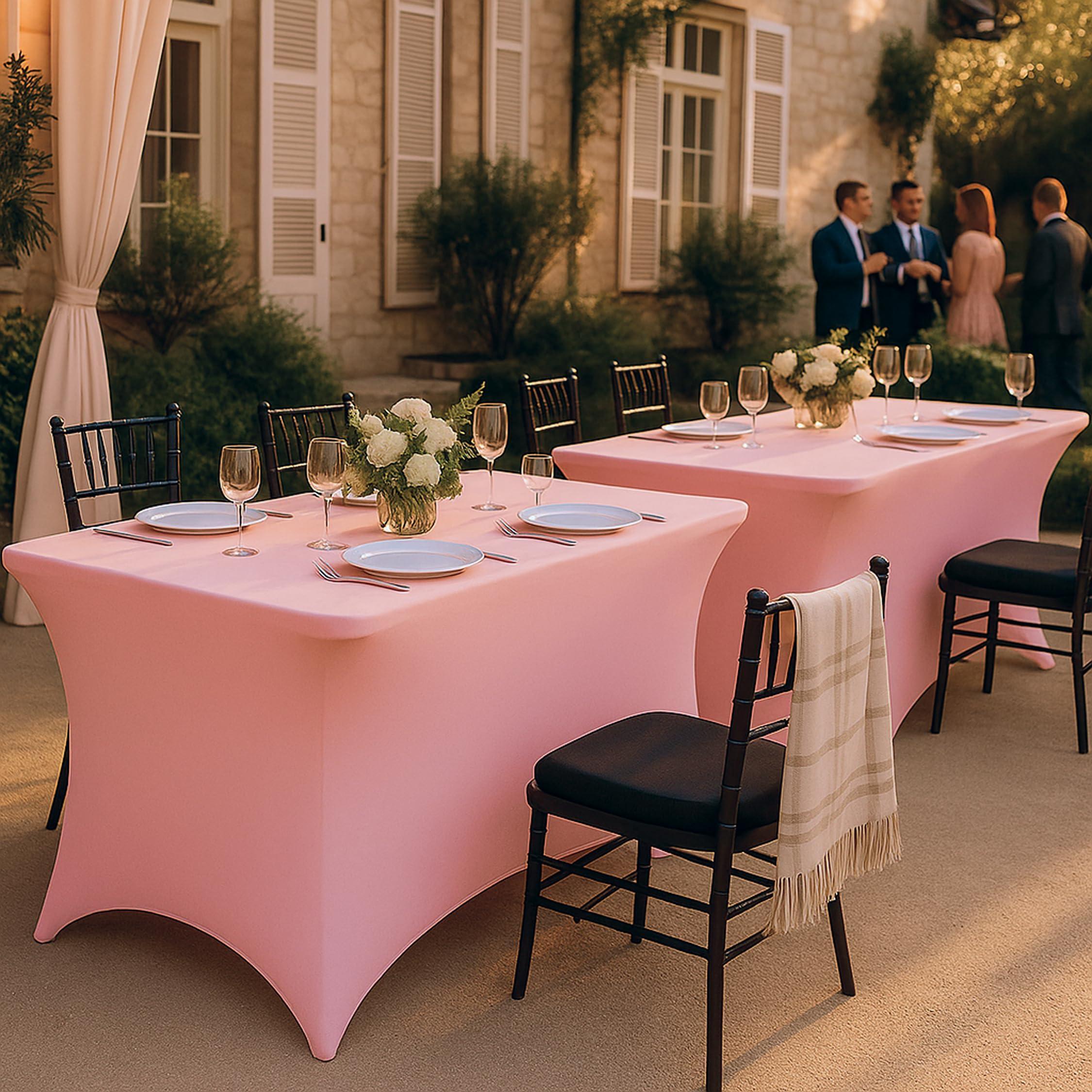 Pink Spandex Table Covers 6ft 2 Pack Elegant Durable Stretchy 6ft Table Cover Fitted Wrinkle and Stain Resistant Elastic Leg Pockets Pink Spandex Table Covers 6ft 2 Pack Elegant Durable Stretchy 6ft Table Cover Fitted Wrinkle and Stain Resistant Elastic Leg Pockets