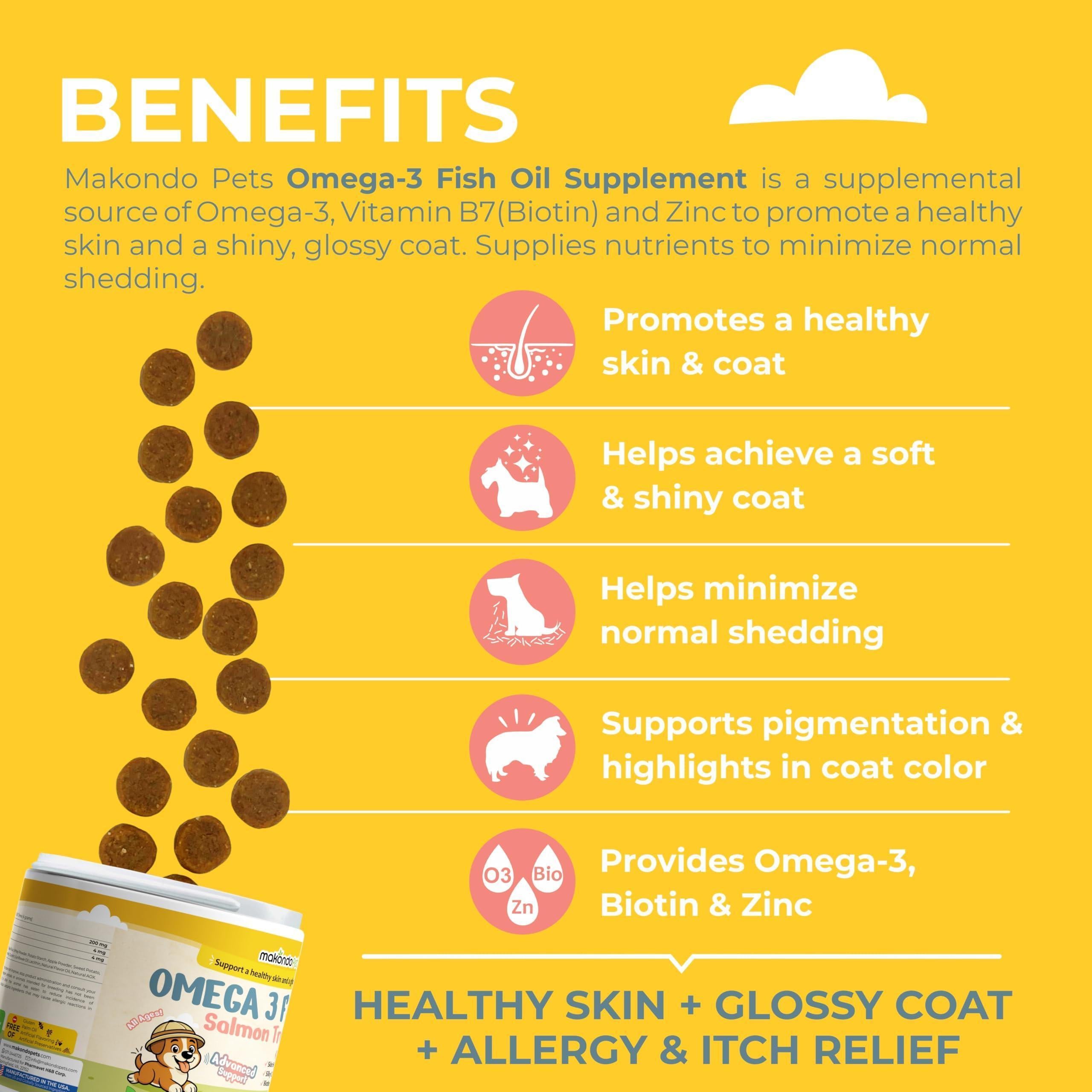 Omega-3 Fish Oil Chews for Dogs 120 Count Skin & Coat Shedding EPA & DHA Omega-3 Fish Oil Chews for Dogs 120 Count Skin & Coat Shedding EPA & DHA