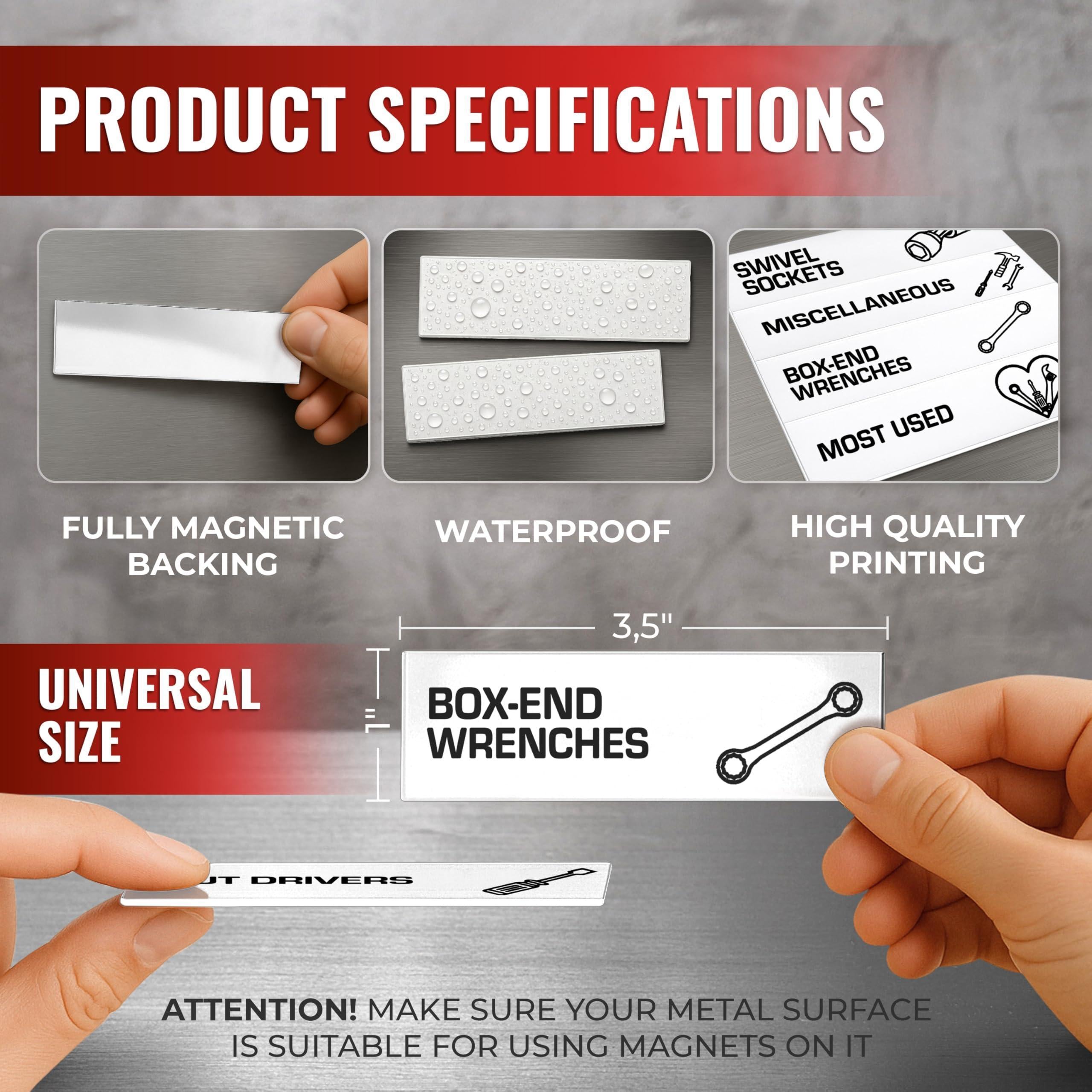 90 Pcs Magnetic Tool Box Labels 3.5x1 inch White Magnetic Toolbox Labels for Tool Box Drawers Strong Magnet Toolbox Organizer Chest Pre Printed & Blanked Emblems for Organization Toolbox Emblems 90 Pcs Magnetic Tool Box Labels 3.5x1 inch White Magnetic Toolbox Labels for Tool Box Drawers Strong Magnet Toolbox Organizer Chest Pre Printed & Blanked Emblems for Organization Toolbox Emblems