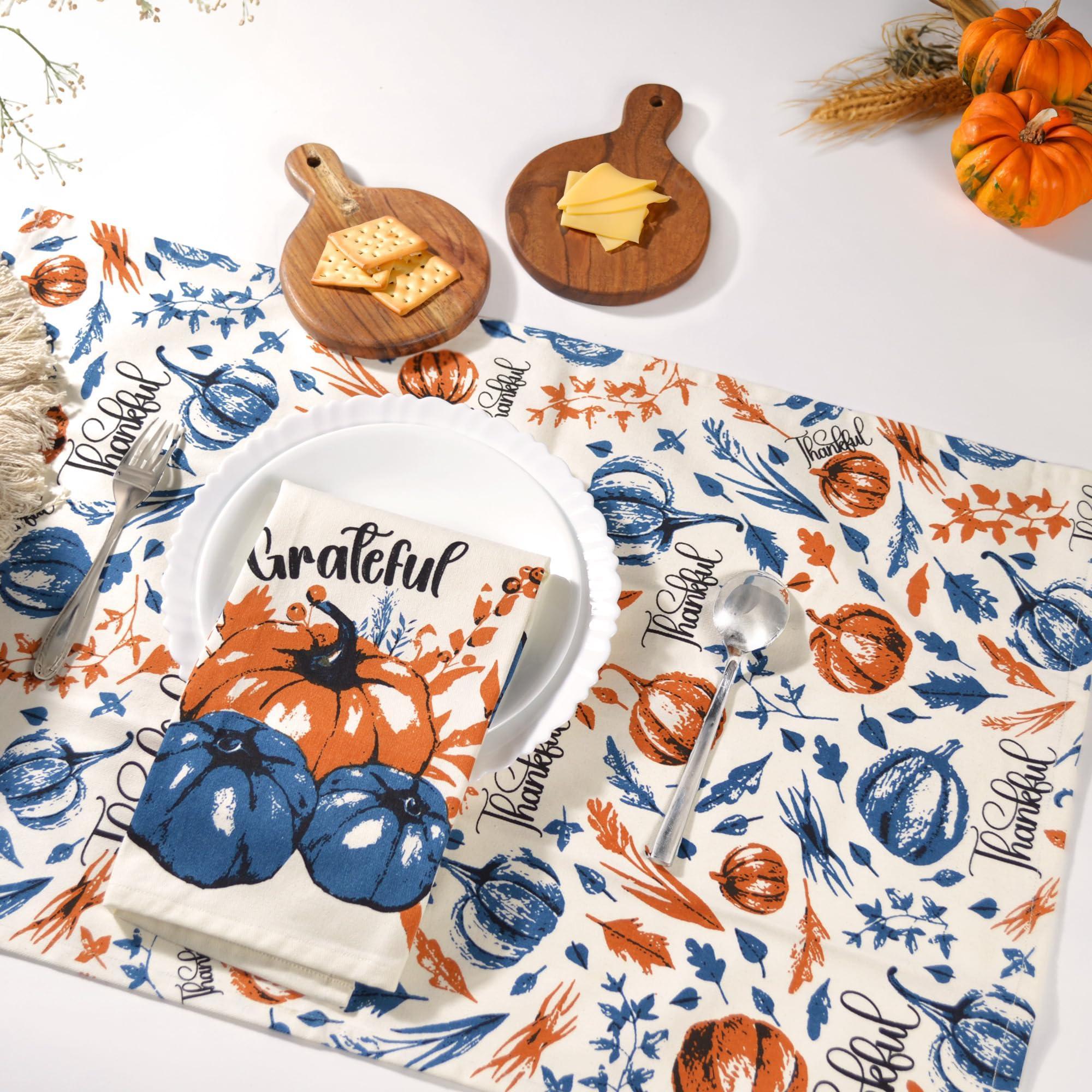 Set of 2 Thankful & Grateful Printed Dish Towels Hand Towels Boho Tea Towels Multifunctional Stylish Absorbent Quick Dry Soft 18 x28 100% Cotton Blue & Orange Set of 2 Thankful & Grateful Printed Dish Towels Hand Towels Boho Tea Towels Multifunctional Stylish Absorbent Quick Dry Soft 18 x28 100% Cotton Blue & Orange