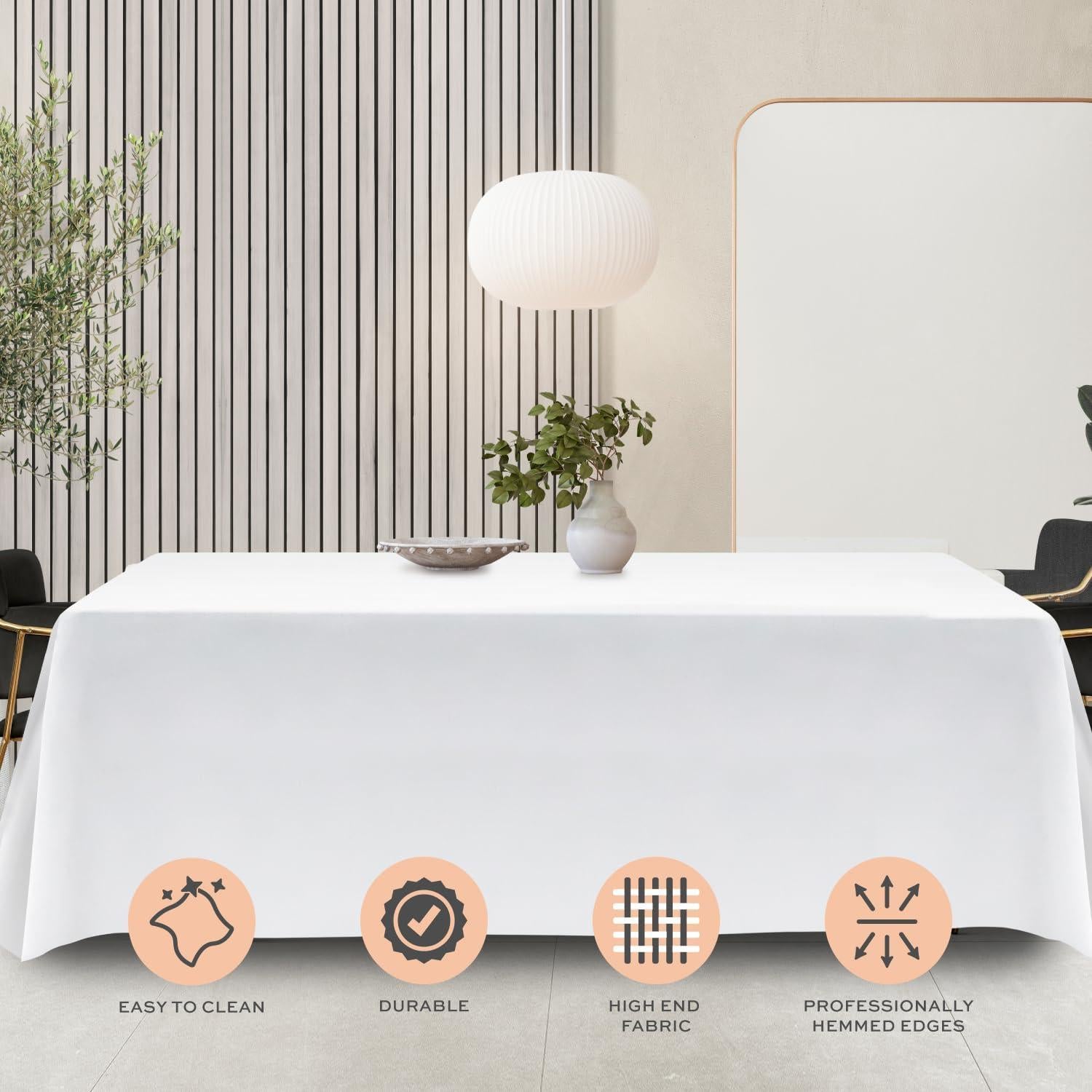 2 Pack Classic White Tablecloth 90x132 in Table Cover for 6 Ft Rectangle Tables 2 Pack Classic White Tablecloth 90x132 in Table Cover for 6 Ft Rectangle Tables