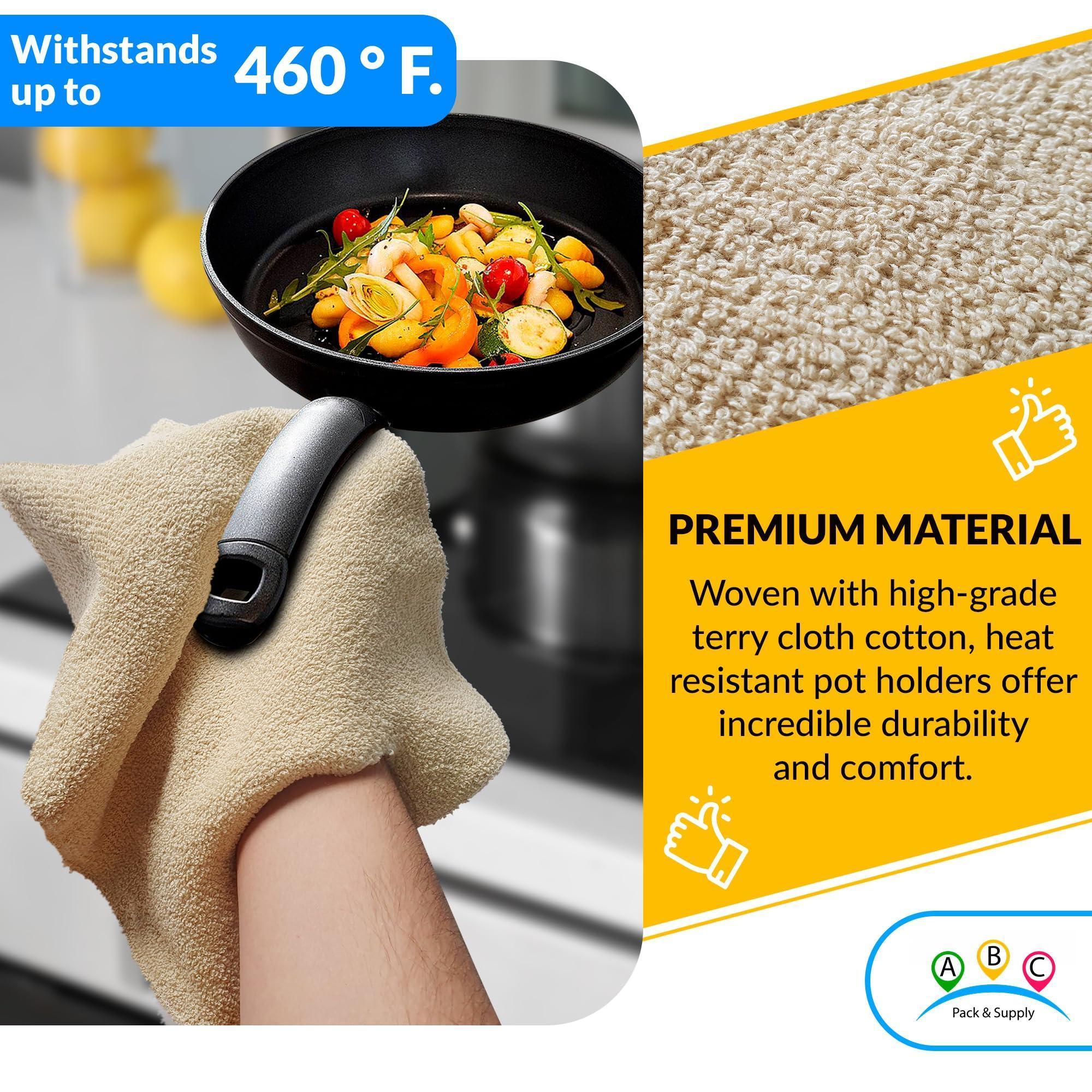 Terry Cloth Pot Holders for Kitchen 9 x 12 Inch Pack of 6 Natural Color Hot Pads for Kitchen Washable Pot Holder with Hand Hole Thick Cotton 460 F Heat Resistant Pot Holders Terry Cloth Pot Holders for Kitchen 9 x 12 Inch Pack of 6 Natural Color Hot Pads for Kitchen Washable Pot Holder with Hand Hole Thick Cotton 460 F Heat Resistant Pot Holders