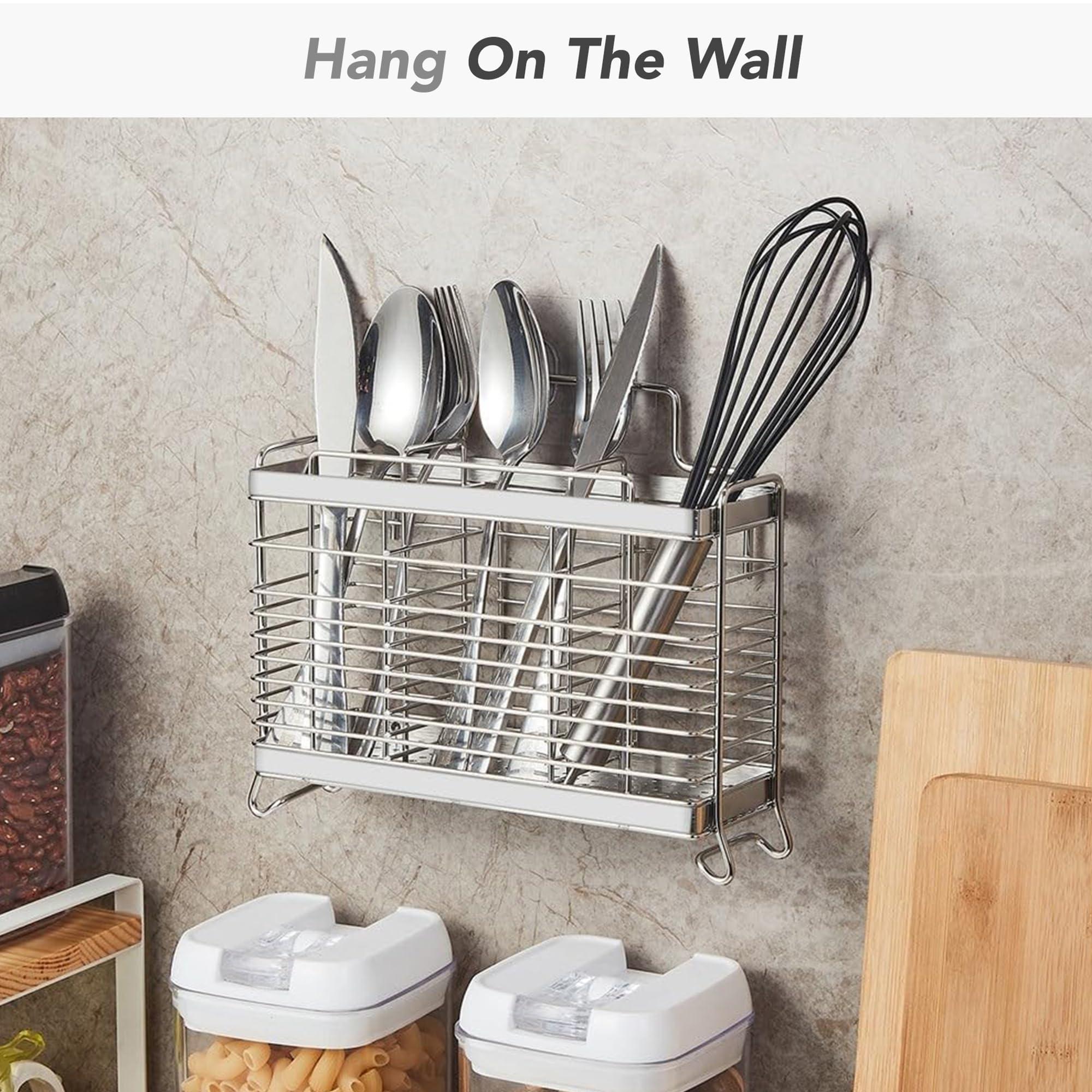 Utensil Holder Utensil Drying Rack Basket Holder with 3 Divided Compartments Rust resistant Utensil Holder Utensil Drying Rack Basket Holder with 3 Divided Compartments Rust resistant