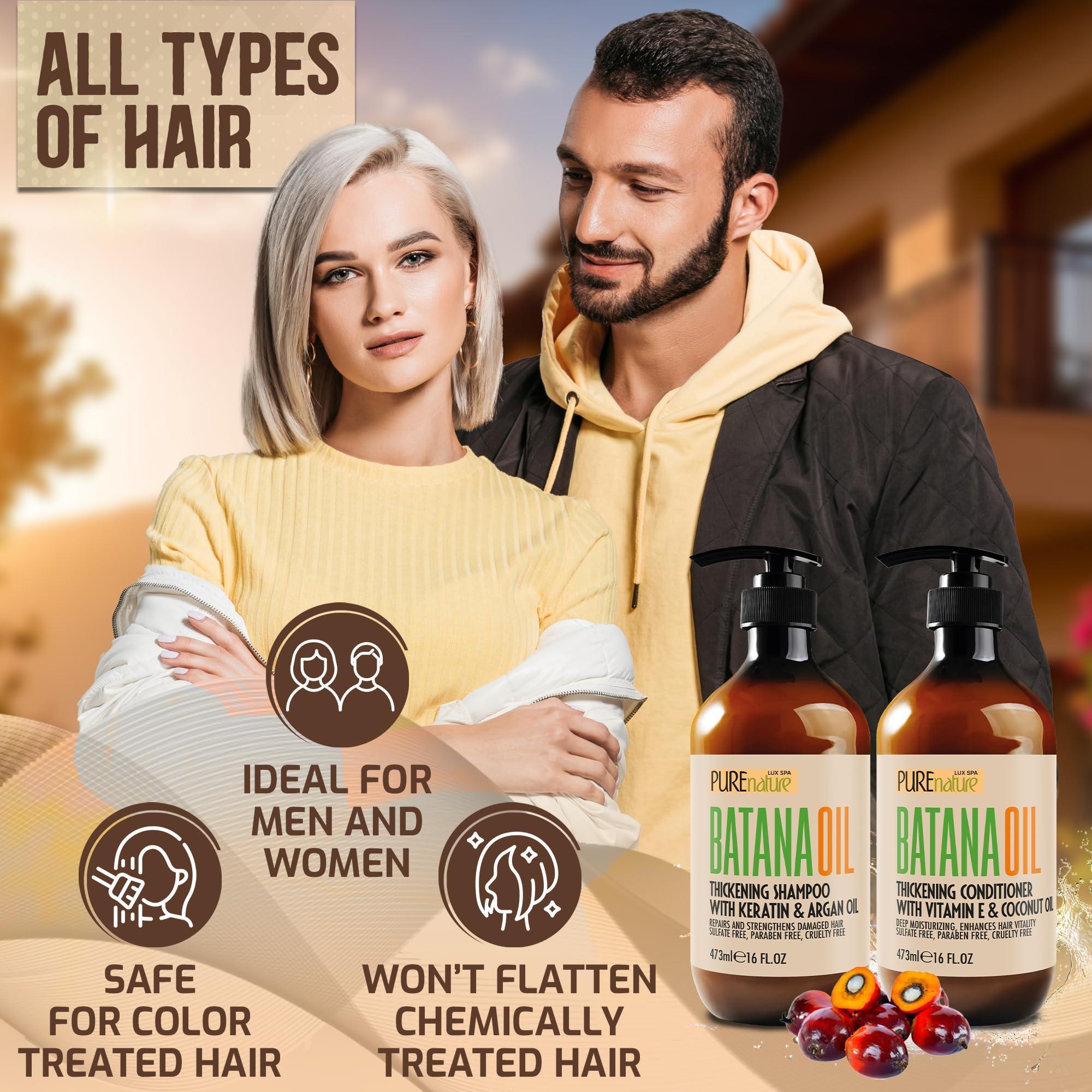 Batana Oil Shampoo and Conditioner Set Thickening Sulfate Free Formula for Women Men 16 Fl Oz Pack of 2 Volumizing Moisturizing Professional Salon Care Products for Fine Thinning Hair Batana Oil Shampoo and Conditioner Set Thickening Sulfate Free Formula for Women Men 16 Fl Oz Pack of 2 Volumizing Moisturizing Professional Salon Care Products for Fine Thinning Hair