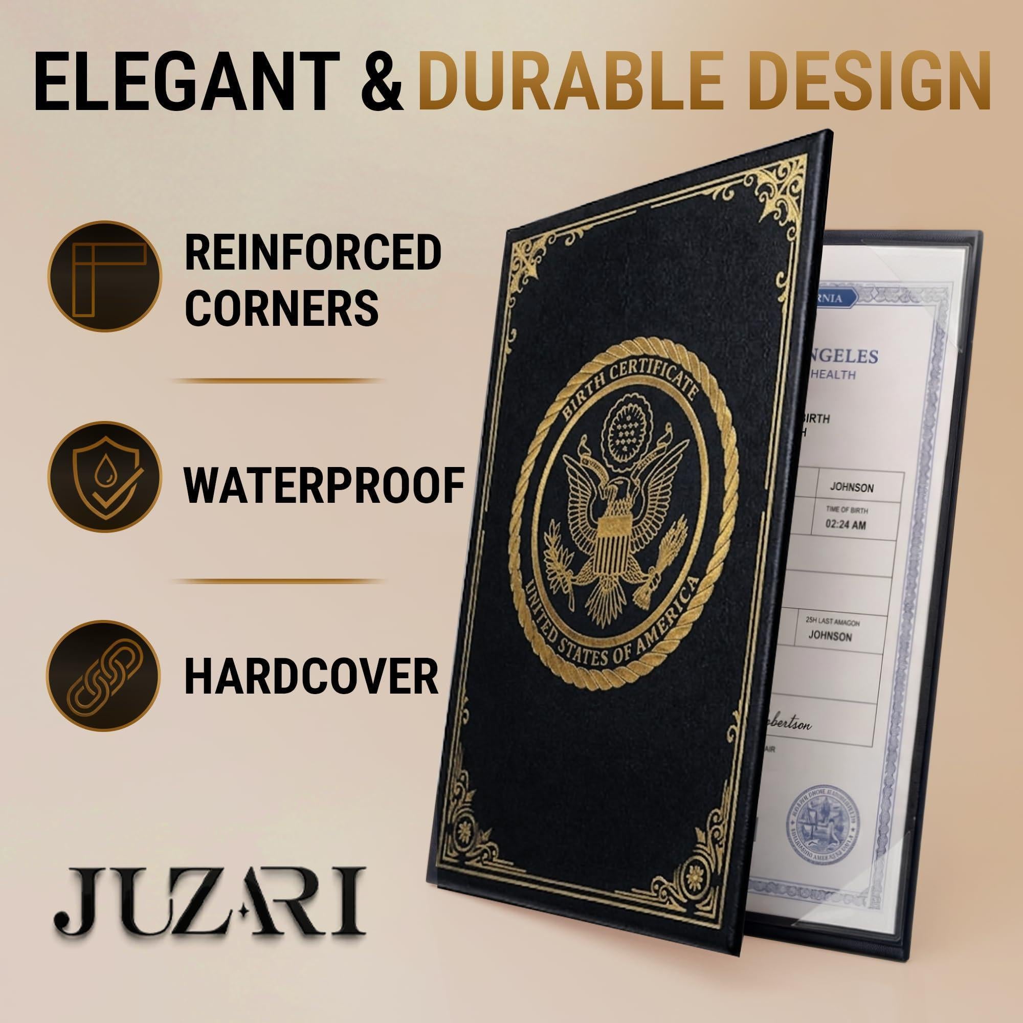 Birth Certificate Holder 8.5x11 Black Faux Leather Document Protector for Records Letter Size Durable Birth Certificate Document Holder Sleeve Protective Keepsake Folder with Gold Foil Cover Birth Certificate Holder 8.5x11 Black Faux Leather Document Protector for Records Letter Size Durable Birth Certificate Document Holder Sleeve Protective Keepsake Folder with Gold Foil Cover