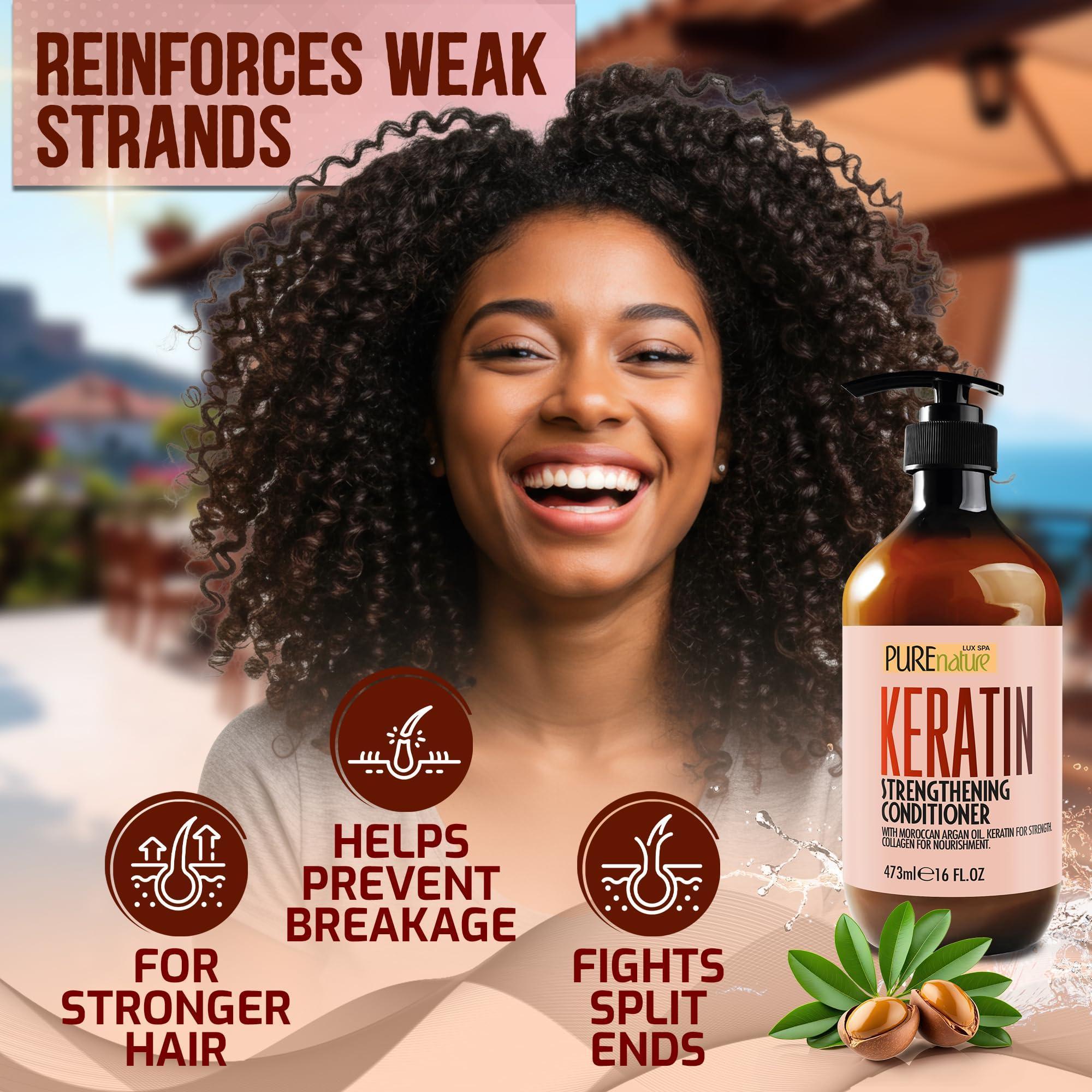 Keratin Conditioner for Women and Men Deep Conditioning Treatment to Repair Dry Damaged Hair and Split Ends 16 Fl Oz Strengthening Sulfate Free Formula Keratin Conditioner for Women and Men Deep Conditioning Treatment to Repair Dry Damaged Hair and Split Ends 16 Fl Oz Strengthening Sulfate Free Formula