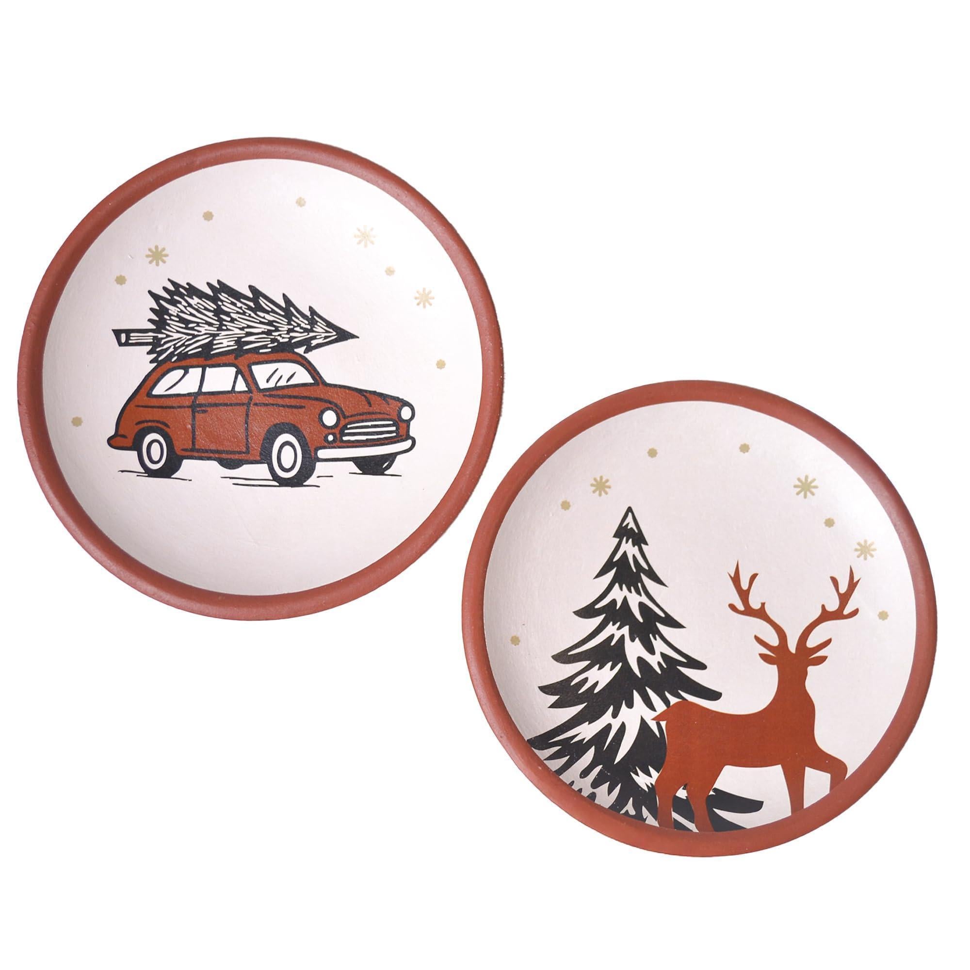 8 Inch Terracotta Winter Plates Set of 2 Ceramic Wall Hanging Clay Decorative Plates for Winter Decorations Round Wall Decor for Living Room & Kitchen 8 Inch Terracotta Winter Plates Set of 2 Ceramic Wall Hanging Clay Decorative Plates for Winter Decorations Round Wall Decor for Living Room & Kitchen