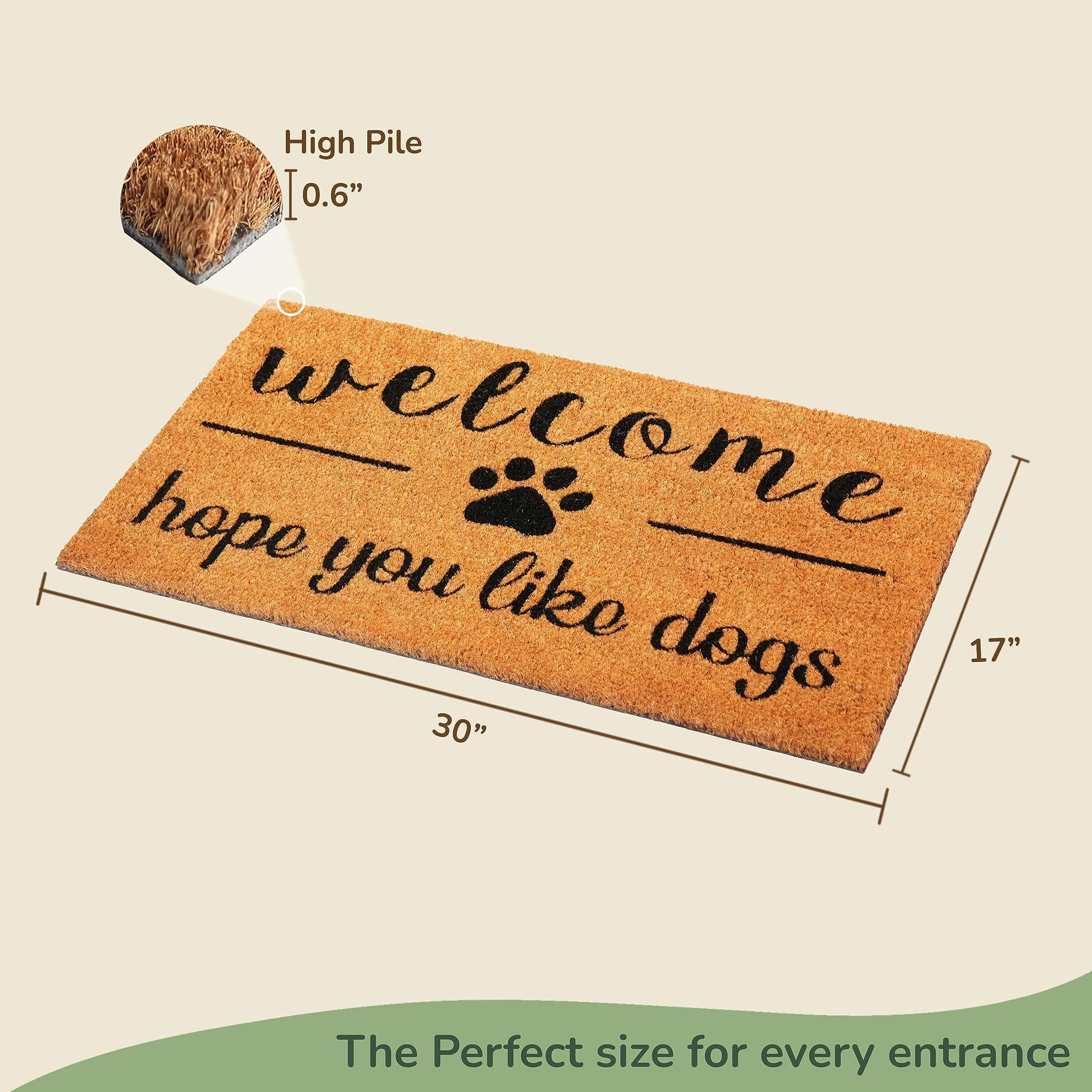 Coir Doormat Non-Slip PVC Backing 'Hope You Like Dogs' Print 30x17 in Beige & Black Coir Doormat Non-Slip PVC Backing 'Hope You Like Dogs' Print 30x17 in Beige & Black