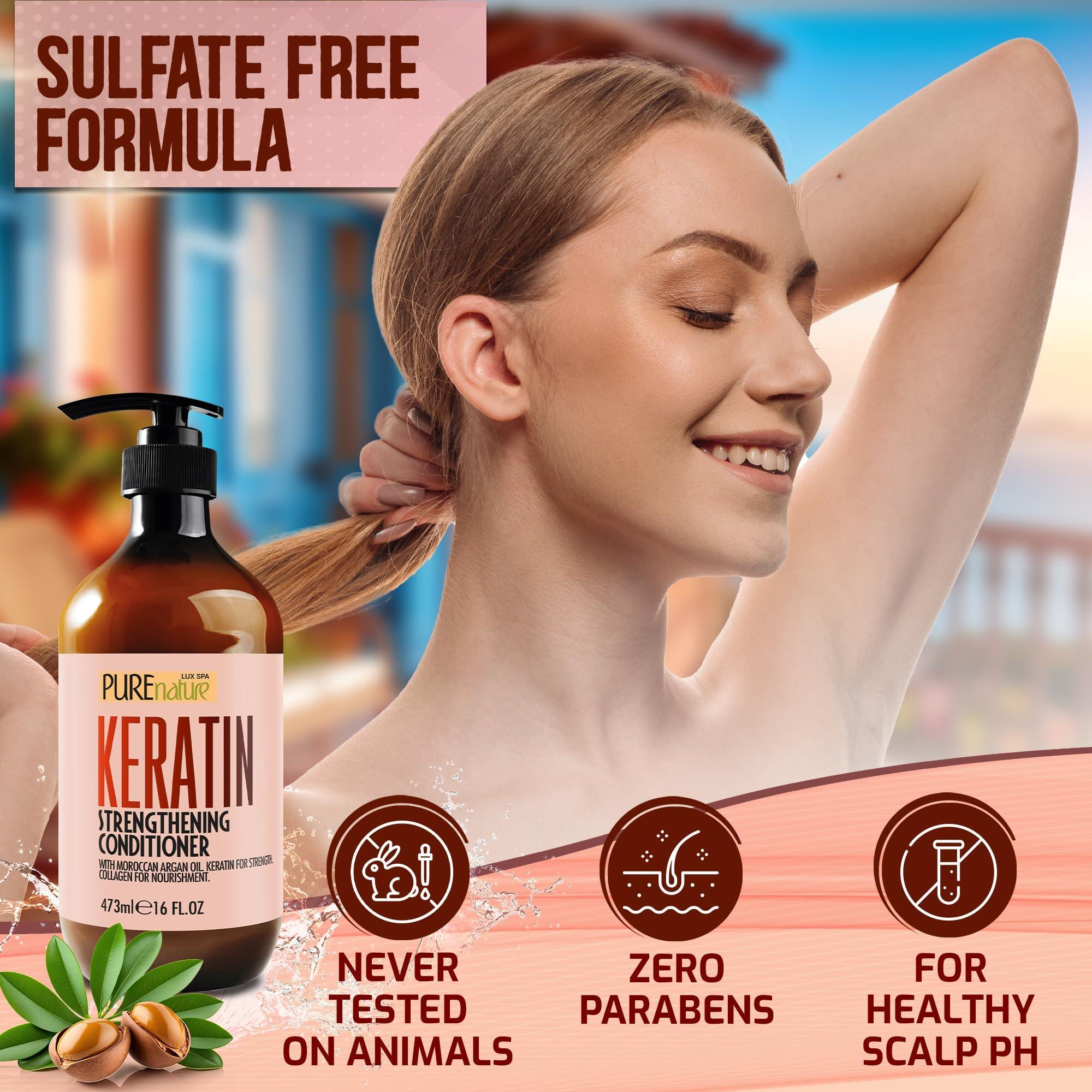 Keratin Conditioner for Women and Men Deep Conditioning Treatment to Repair Dry Damaged Hair and Split Ends 16 Fl Oz Strengthening Sulfate Free Formula Keratin Conditioner for Women and Men Deep Conditioning Treatment to Repair Dry Damaged Hair and Split Ends 16 Fl Oz Strengthening Sulfate Free Formula