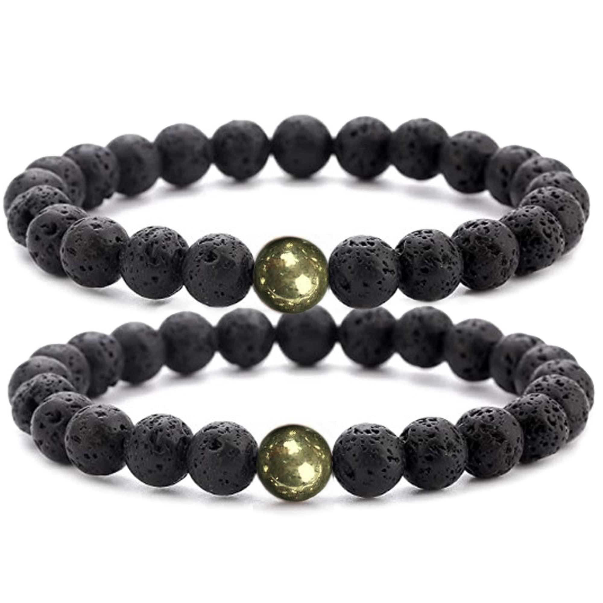 Black Lava Rock Beads Natural Stone Bracelets with Pyrite Set of 2 Healing Crystal Energy Activation Power Chakra Reiki Elastic Stretch Bracelet for Protection Man Women Diffuser Elastic Yoga 8mm Black Lava Rock Beads Natural Stone Bracelets with Pyrite Set of 2 Healing Crystal Energy Activation Power Chakra Reiki Elastic Stretch Bracelet for Protection Man Women Diffuser Elastic Yoga 8mm