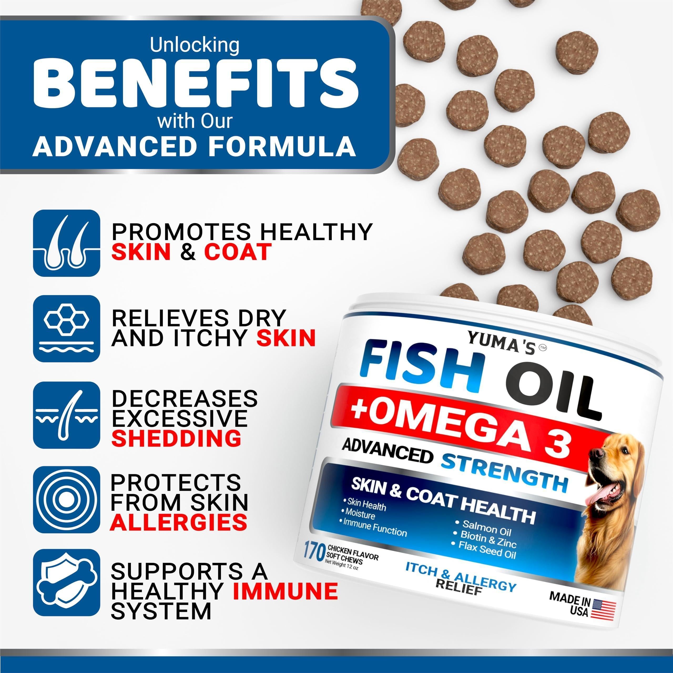 Omega-3 Fish Oil for Dogs 170 Chews Skin & Coat Supplement Omega-3 Fish Oil for Dogs 170 Chews Skin & Coat Supplement