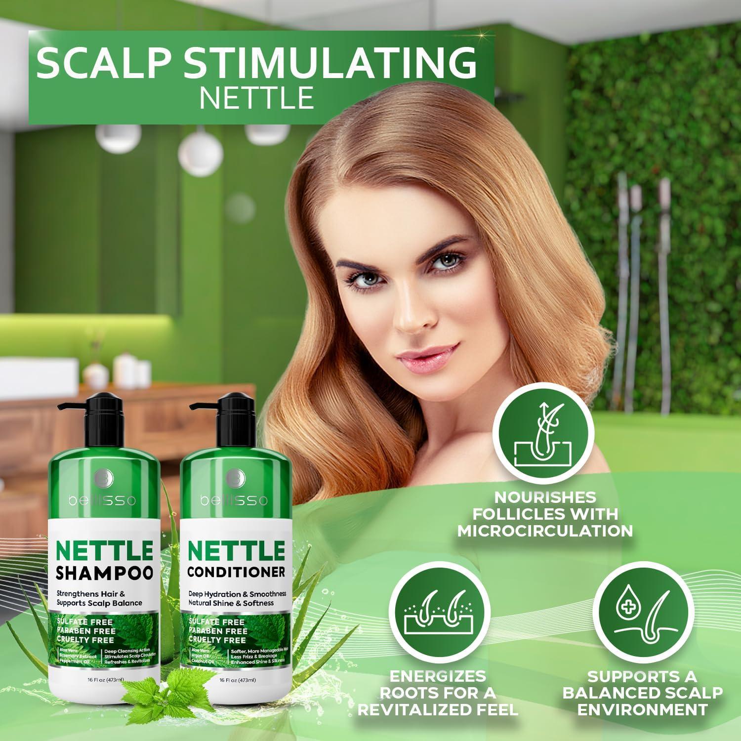 Nettle Shampoo and Conditioner Set 16.9 Fl Oz 2 Pack Sulfate Free to Boost Volume Thickening Strengthening Volumizing Formula for Fine and Thinning Hair Women and Men (Pack of 2) Nettle Shampoo and Conditioner Set 16.9 Fl Oz 2 Pack Sulfate Free to Boost Volume Thickening Strengthening Volumizing Formula for Fine and Thinning Hair Women and Men (Pack of 2)