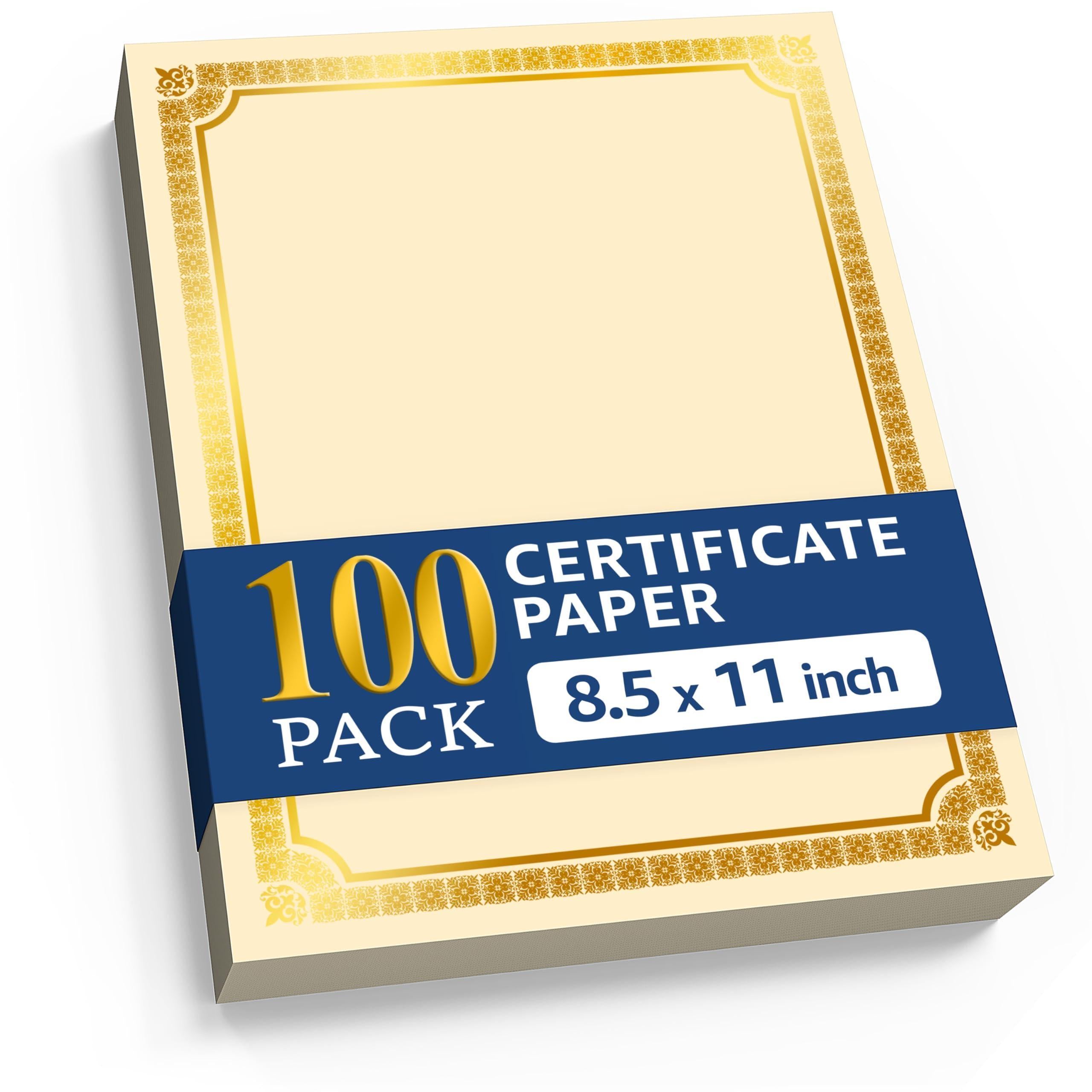 100 Certificate Paper 8.5 x 11 for Printing Blank Certificate Papers for Award Certificates Diploma Paper Premium Gold Foil Award Papers Cardstock for Awards Certificates Graduation 100 Certificate Paper 8.5 x 11 for Printing Blank Certificate Papers for Award Certificates Diploma Paper Premium Gold Foil Award Papers Cardstock for Awards Certificates Graduation