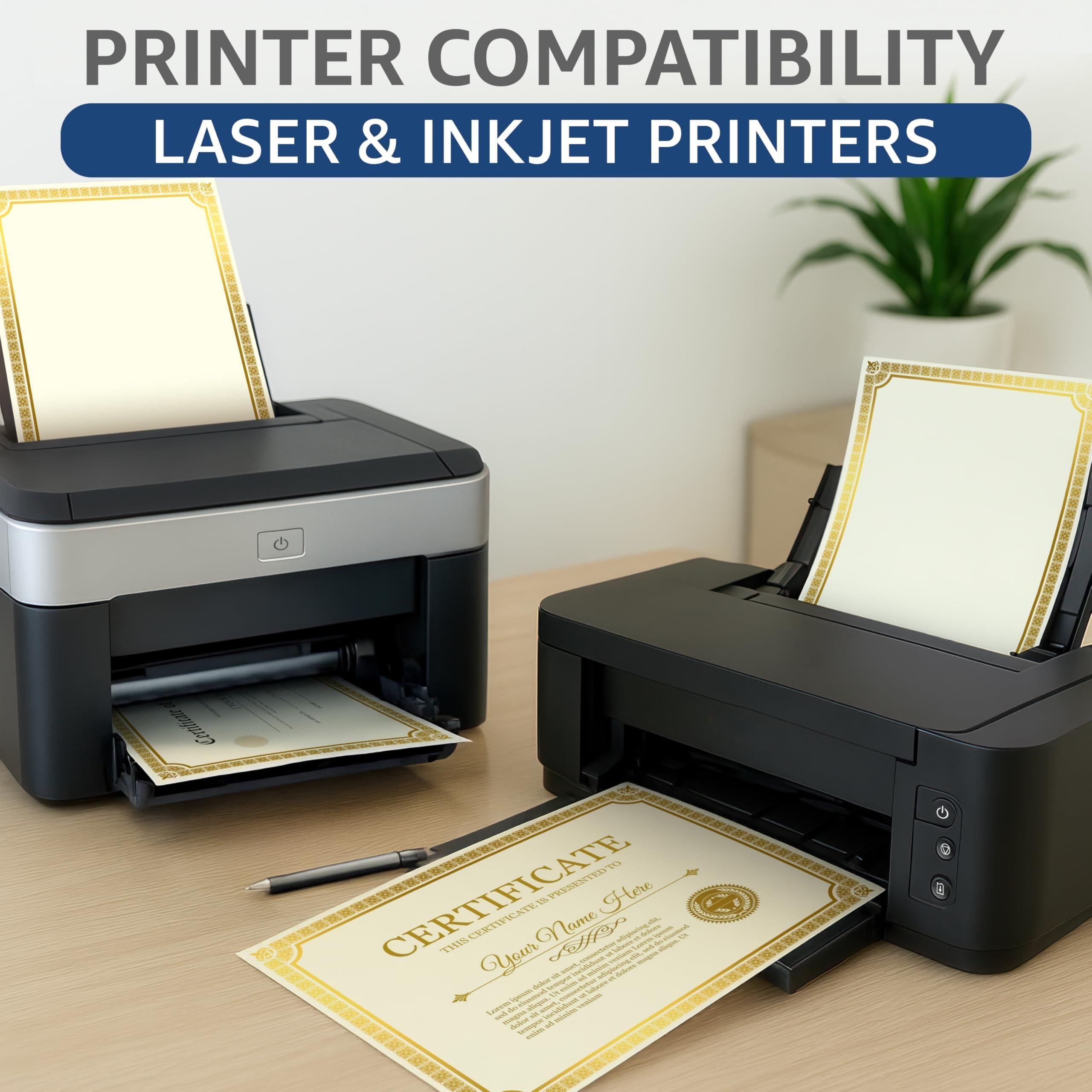100 Certificate Paper 8.5 x 11 for Printing Blank Certificate Papers for Award Certificates Diploma Paper Premium Gold Foil Award Papers Cardstock for Awards Certificates Graduation 100 Certificate Paper 8.5 x 11 for Printing Blank Certificate Papers for Award Certificates Diploma Paper Premium Gold Foil Award Papers Cardstock for Awards Certificates Graduation