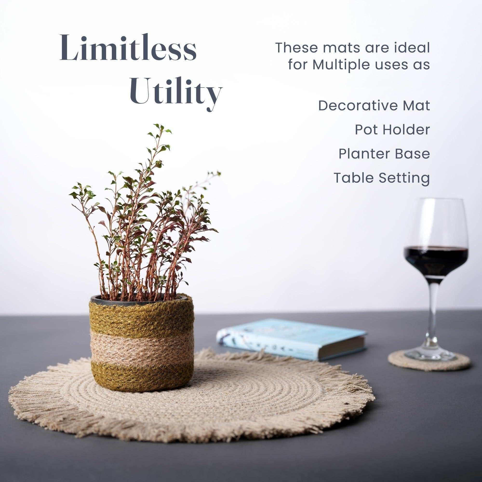The Fine Living Co. Braided Cotton Placemats (Set of 4 15 Inches) with 4 Free Coasters Washable Anti Slip Heat Resistant Mats Boho Woven Round Table Mats for House Decor Kitchen and Dining The Fine Living Co. Braided Cotton Placemats (Set of 4 15 Inches) with 4 Free Coasters Washable Anti Slip Heat Resistant Mats Boho Woven Round Table Mats for House Decor Kitchen and Dining