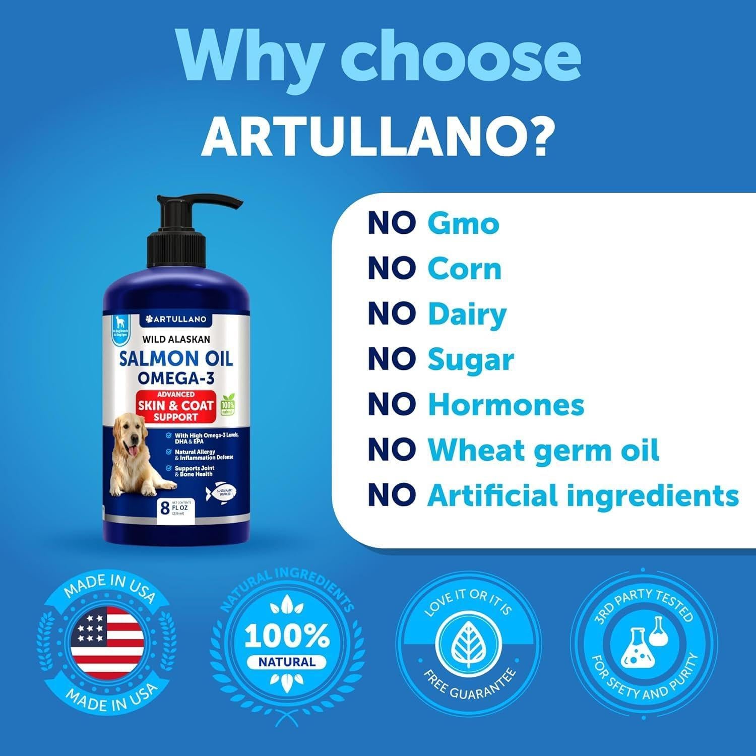 Salmon Oil for Dogs 8 fl oz Omega-3 Wild Alaskan EPA Salmon Oil for Dogs 8 fl oz Omega-3 Wild Alaskan EPA