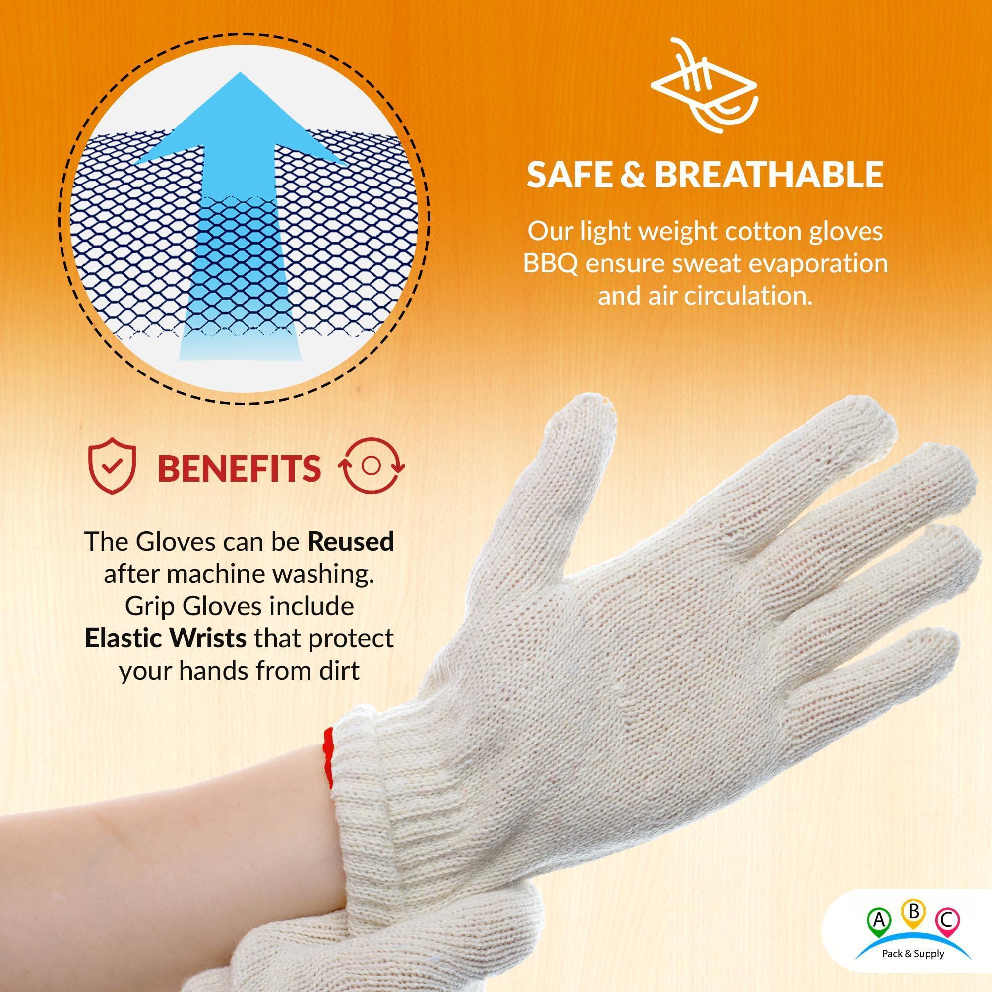 Beige Work Cotton Gloves for Men Women 9.5 Inch Pack of 24 (12 Pairs) String Knit Work Gloves with Red Line Elastic Knit Wrist Washable Cotton Polyester Gardening Gifts Beige Work Cotton Gloves for Men Women 9.5 Inch Pack of 24 (12 Pairs) String Knit Work Gloves with Red Line Elastic Knit Wrist Washable Cotton Polyester Gardening Gifts