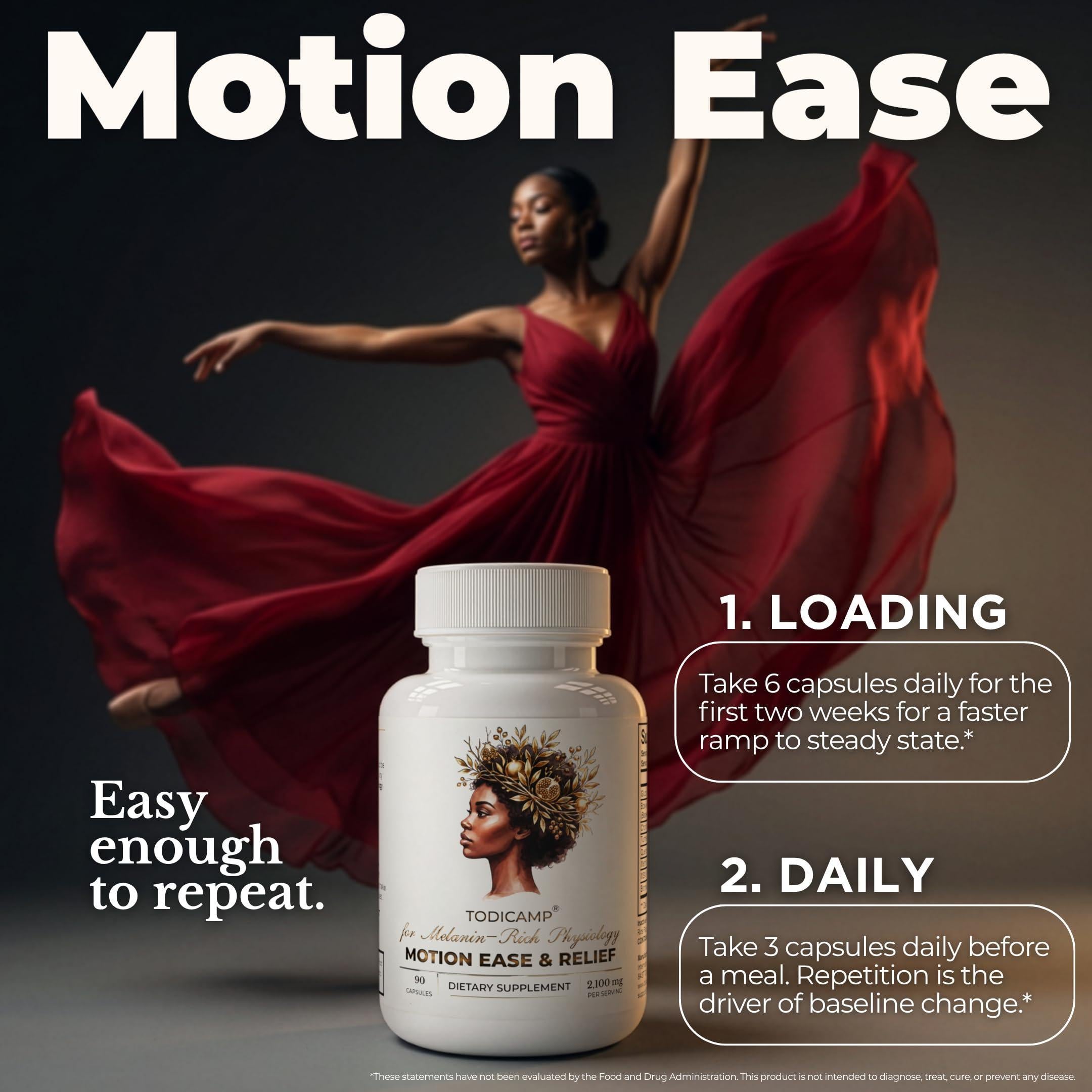 Melanin Rich Physiology Motion Ease & Relief Advanced Mobility 90 count Tissue Support Formula Promotes Ease of Movement Lubrication Everyday Comfort 90 Capsules Melanin Rich Physiology Motion Ease & Relief Advanced Mobility 90 count Tissue Support Formula Promotes Ease of Movement Lubrication Everyday Comfort 90 Capsules