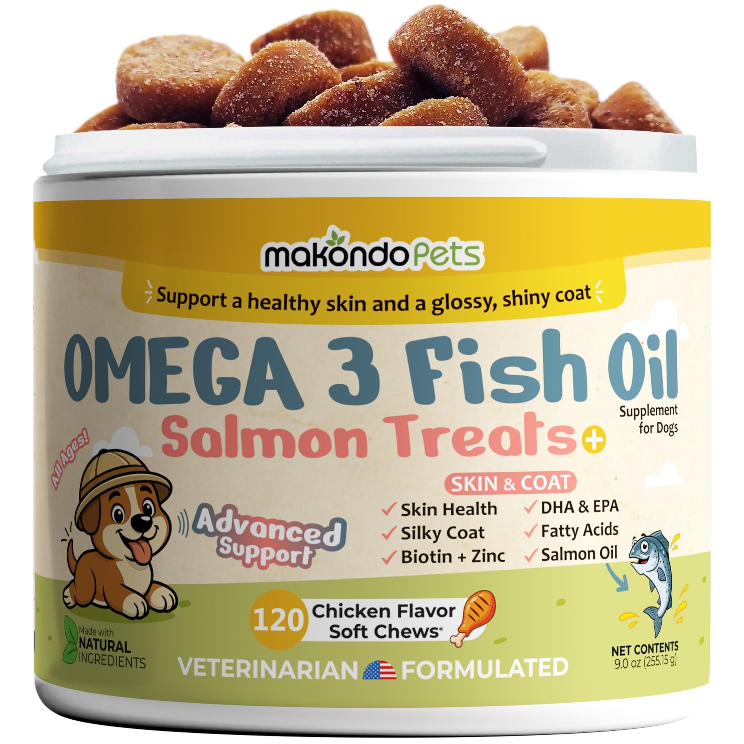 Omega-3 Fish Oil Chews for Dogs 120 Count Skin & Coat Shedding EPA & DHA Omega-3 Fish Oil Chews for Dogs 120 Count Skin & Coat Shedding EPA & DHA