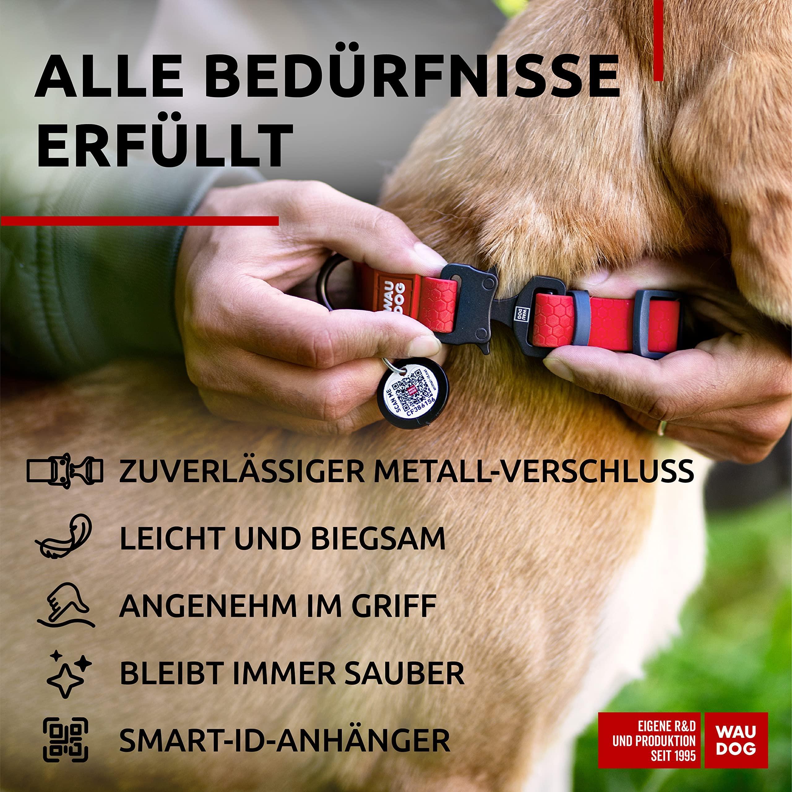 Waterproof Dog Collar Adjustable All Sizes Metal Clasp & QR Tag Red Waterproof Dog Collar Adjustable All Sizes Metal Clasp & QR Tag Red