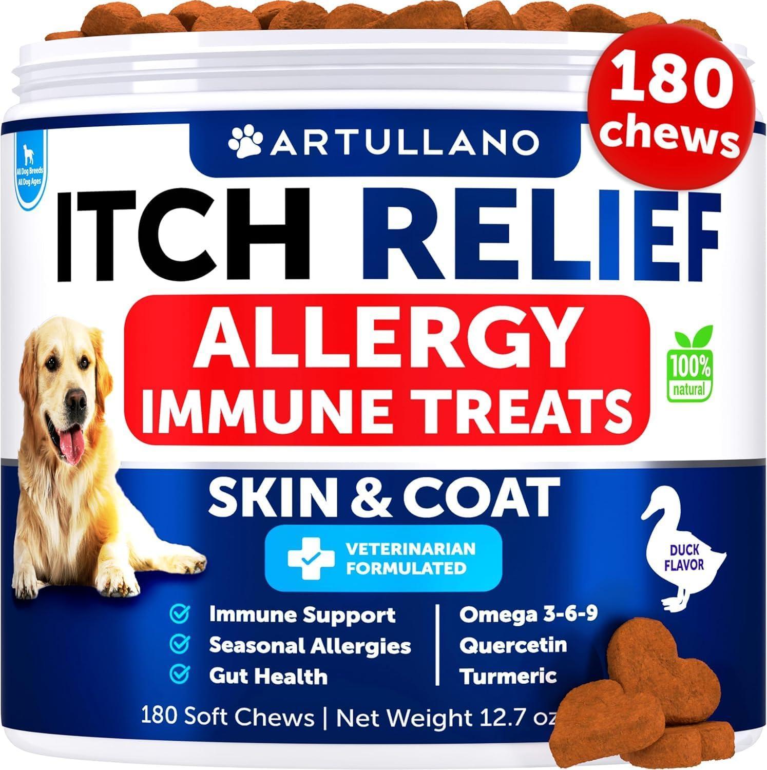 Dog Allergy Relief Chews Itchy Skin Relief Omega-3 Fish Oil Dog Allergy Relief Chews Itchy Skin Relief Omega-3 Fish Oil