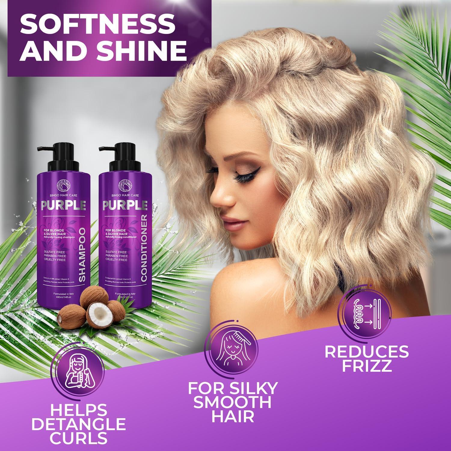 Purple Shampoo and Conditioner Set 14 Fl Oz Set of 2 Sulfate Free Formula for Women and Men For Toning and Balancing Brassy Blonde Silver and Gray Hair Purple Shampoo and Conditioner Set 14 Fl Oz Set of 2 Sulfate Free Formula for Women and Men For Toning and Balancing Brassy Blonde Silver and Gray Hair