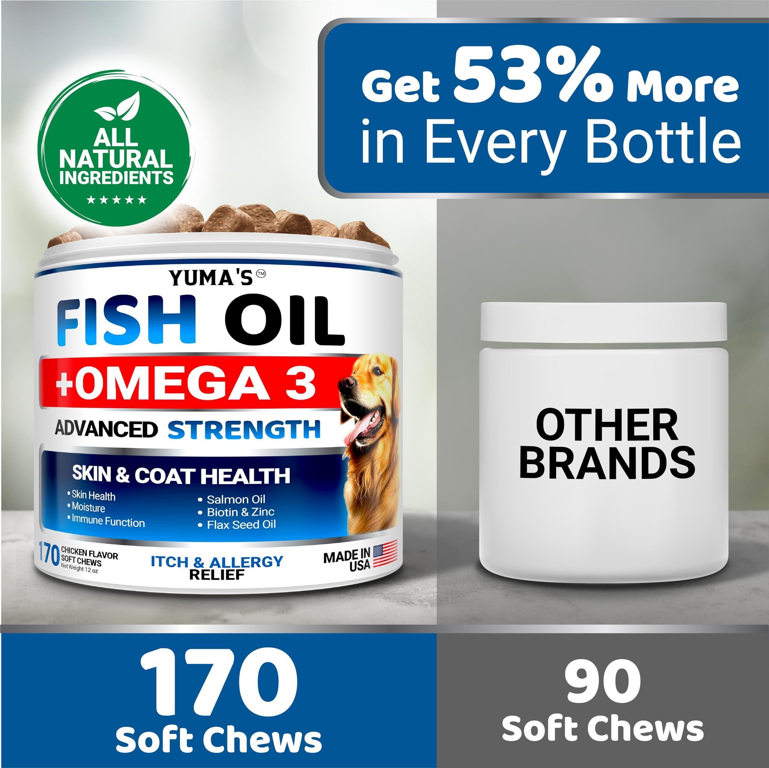 Omega-3 Fish Oil for Dogs 170 Chews Skin & Coat Supplement Omega-3 Fish Oil for Dogs 170 Chews Skin & Coat Supplement