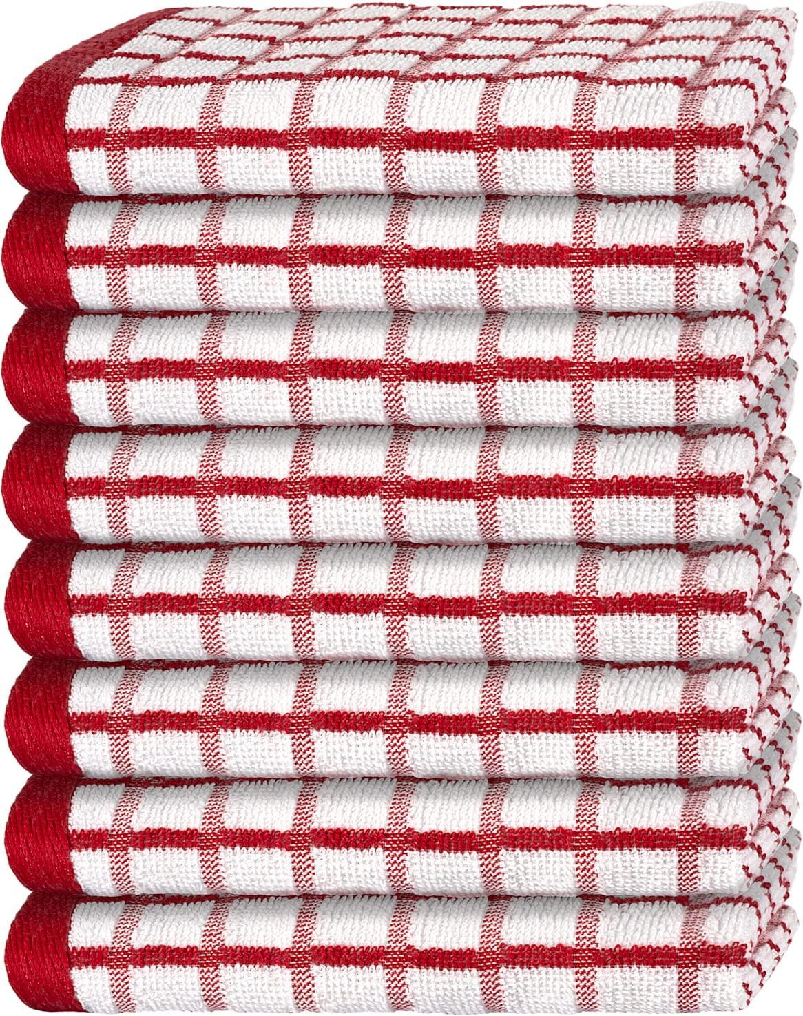 Premium Dish Towels for Kitchen with Hanging Loop 8 Pack 16x26 inch Red Color Premium Dish Towels for Kitchen with Hanging Loop 8 Pack 16x26 inch Red Color