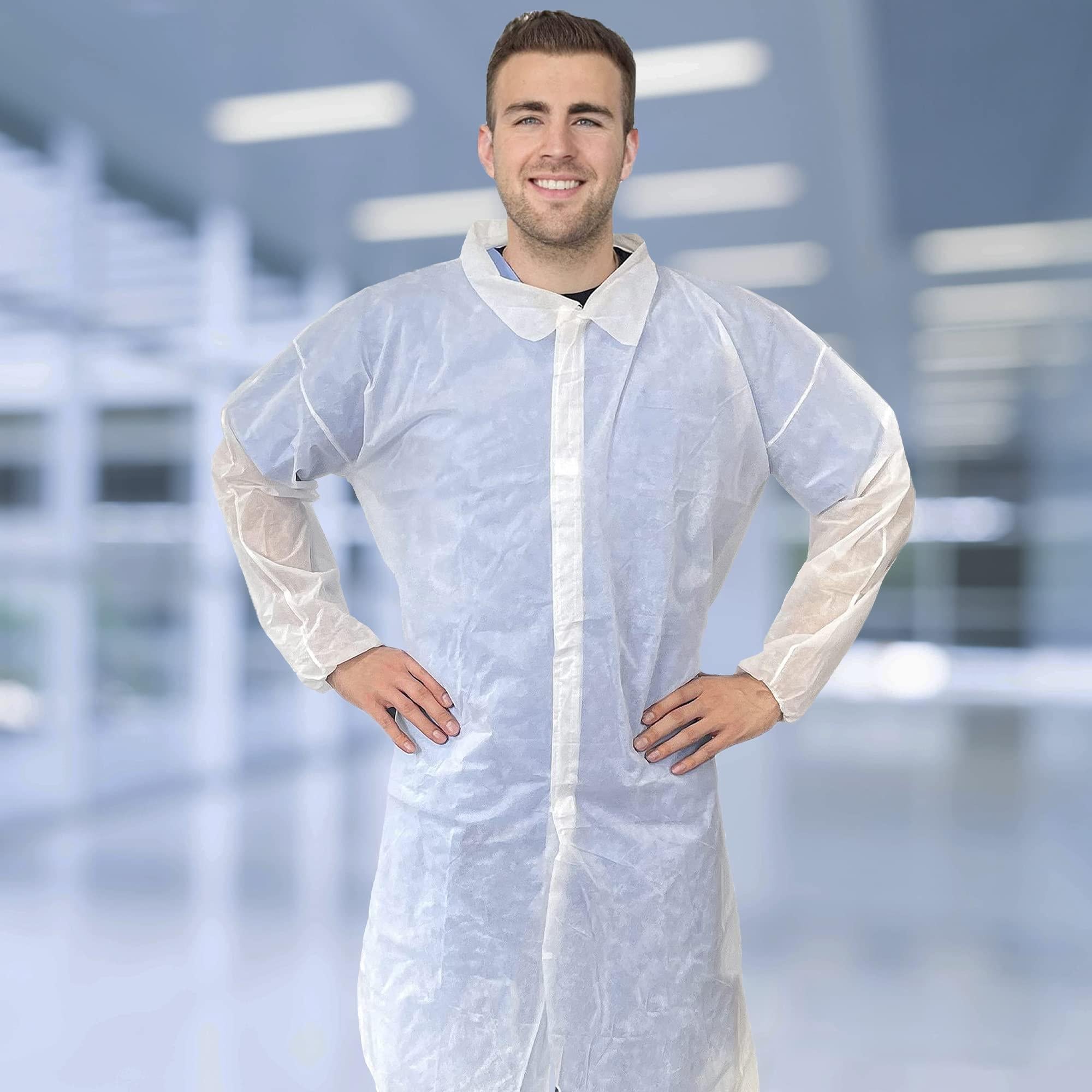Disposable Lab Coat XL Size 35 GSM PP White Lab Jackets for Adults 5 Pack Disposable Lab Coat XL Size 35 GSM PP White Lab Jackets for Adults 5 Pack