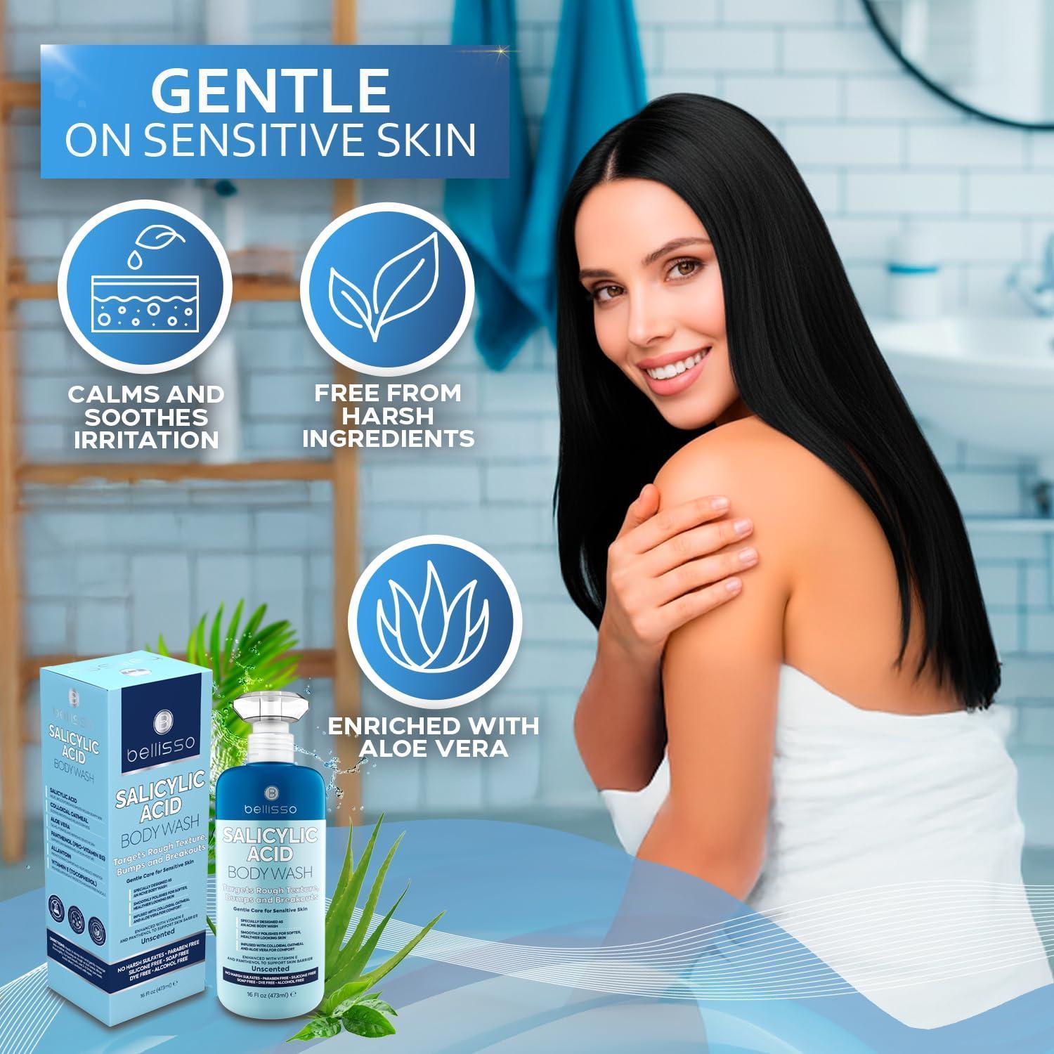 Salicylic Acid Body Wash 16 Fl Oz Mens Womens Exfoliating Liquid Soap for Back Acne and KP For Oily and Sensitive Skin Sulfate Free Formula Salicylic Acid Body Wash 16 Fl Oz Mens Womens Exfoliating Liquid Soap for Back Acne and KP For Oily and Sensitive Skin Sulfate Free Formula