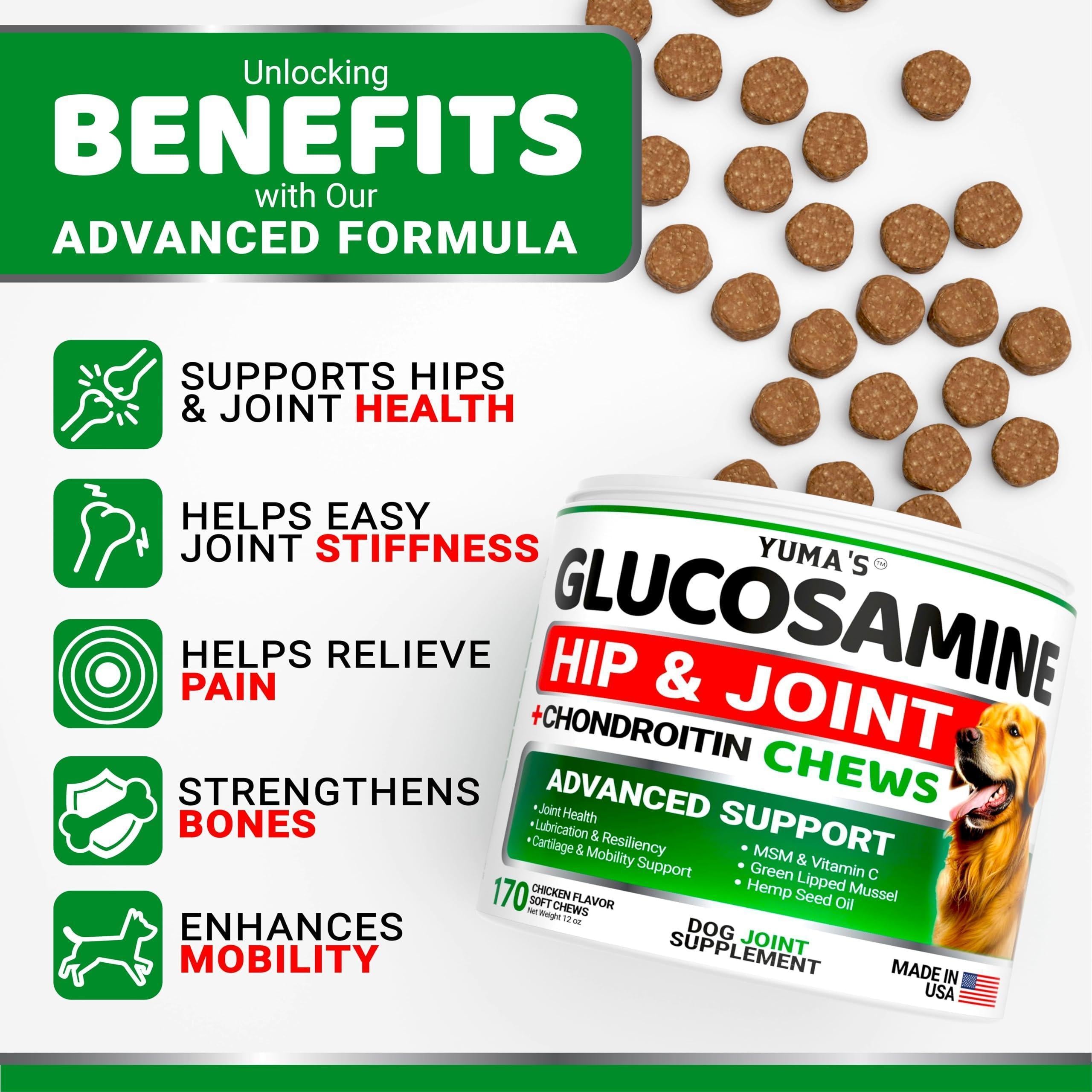 Glucosamine for Dogs Hip & Joint Supplement 170 Chews Glucosamine for Dogs Hip & Joint Supplement 170 Chews