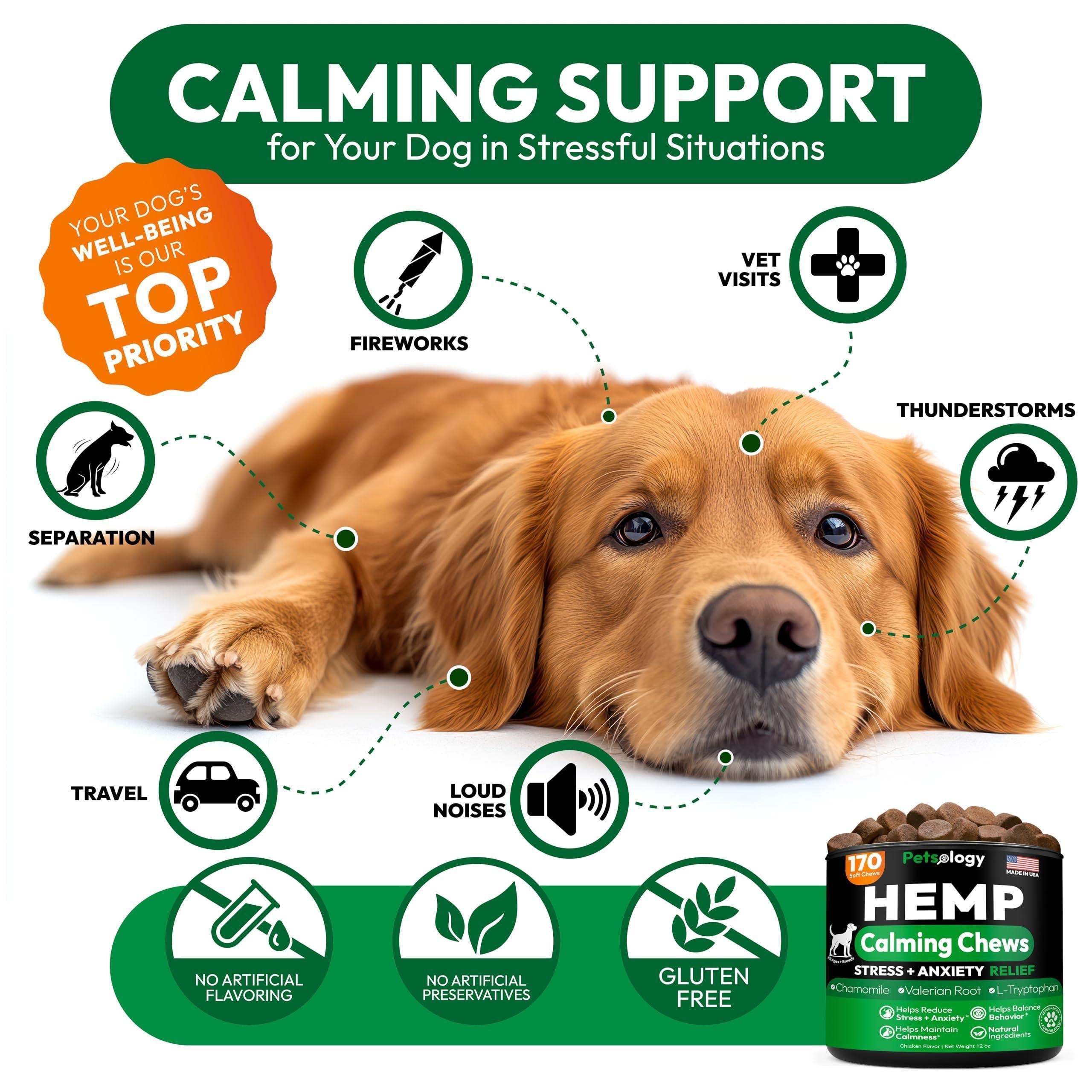 Hemp Calming Chews for Dogs 170 Count Anxiety Relief Hemp Calming Chews for Dogs 170 Count Anxiety Relief
