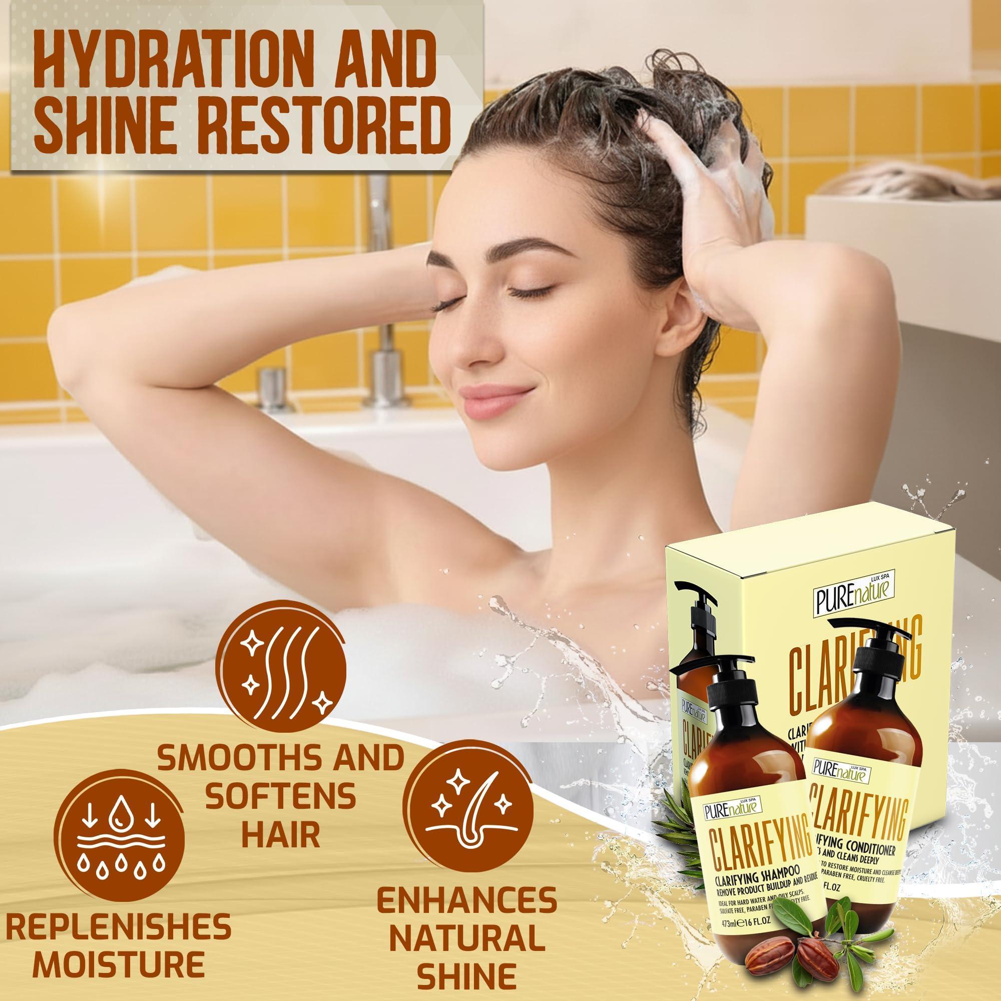 Clarifying Shampoo and Conditioner Set 16 Fl Oz Set of 2 Sulfate Free Hair Care Products for Women and Men Deep Cleansing for Oily Scalp Ideal for Swimmers Clarifying Shampoo and Conditioner Set 16 Fl Oz Set of 2 Sulfate Free Hair Care Products for Women and Men Deep Cleansing for Oily Scalp Ideal for Swimmers