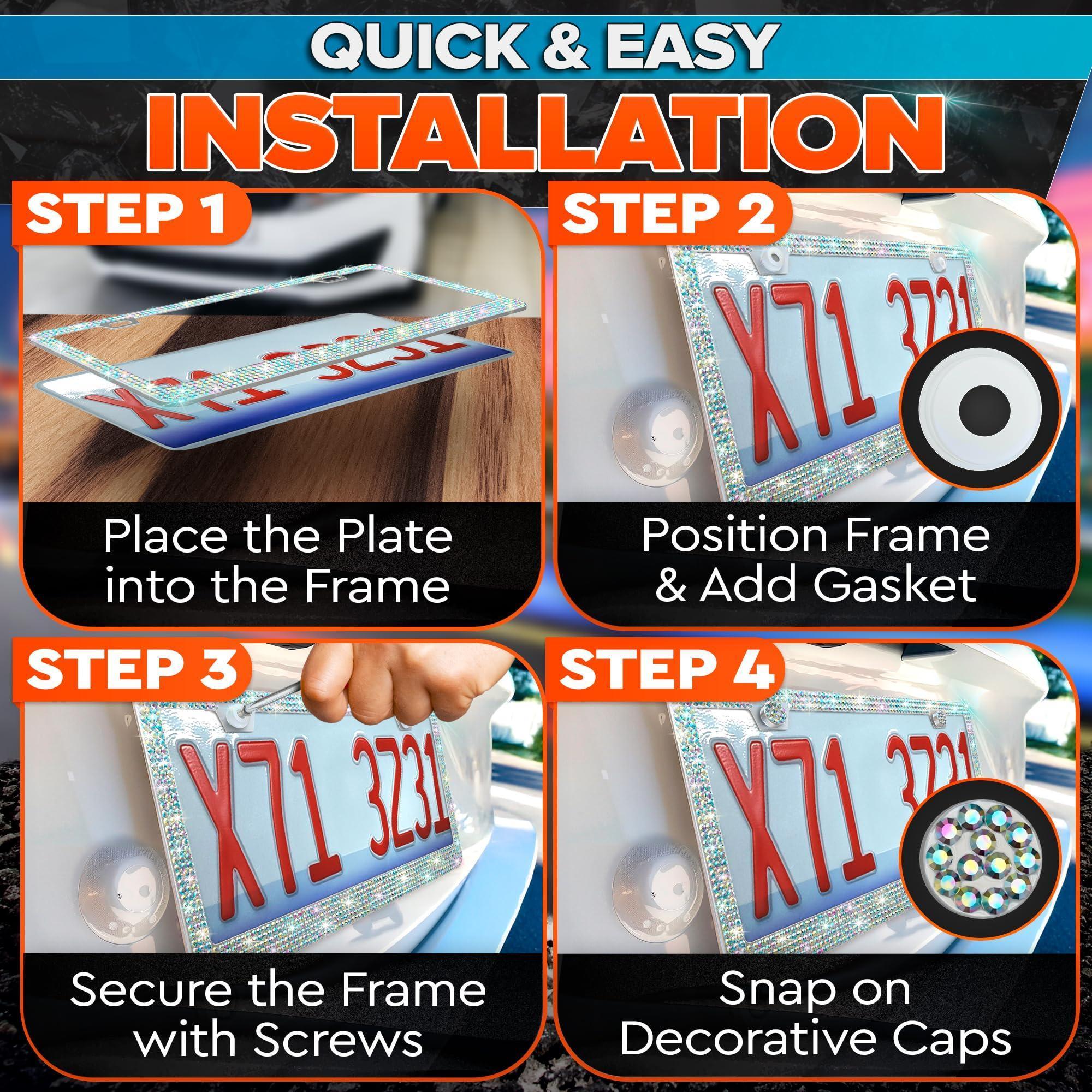 2 Pack Bling License Plate Frames for Women Sparkling Rhinestone License Plate Frame 12.16x6.18 inch with Screws Caps for Easy Installation Cute Bling Car Accessories for Women 2 Pack Bling License Plate Frames for Women Sparkling Rhinestone License Plate Frame 12.16x6.18 inch with Screws Caps for Easy Installation Cute Bling Car Accessories for Women