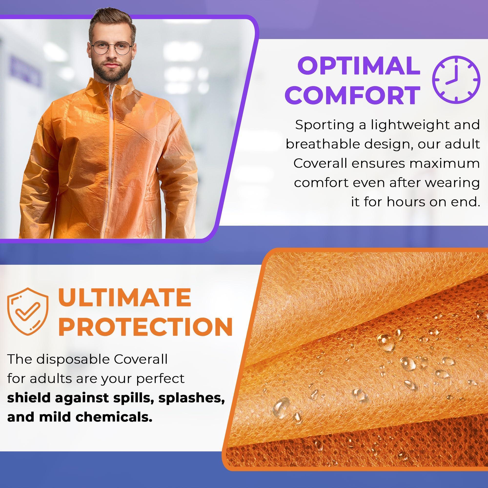 Orange Disposable Coveralls for Men Women 4X Large Pack of 5 Hazmat Suits Disposable Breathable PP PE 40 GSM Painters Coveralls Paint Suit with Open Wrists Ankles Front Zipper Orange Disposable Coveralls for Men Women 4X Large Pack of 5 Hazmat Suits Disposable Breathable PP PE 40 GSM Painters Coveralls Paint Suit with Open Wrists Ankles Front Zipper