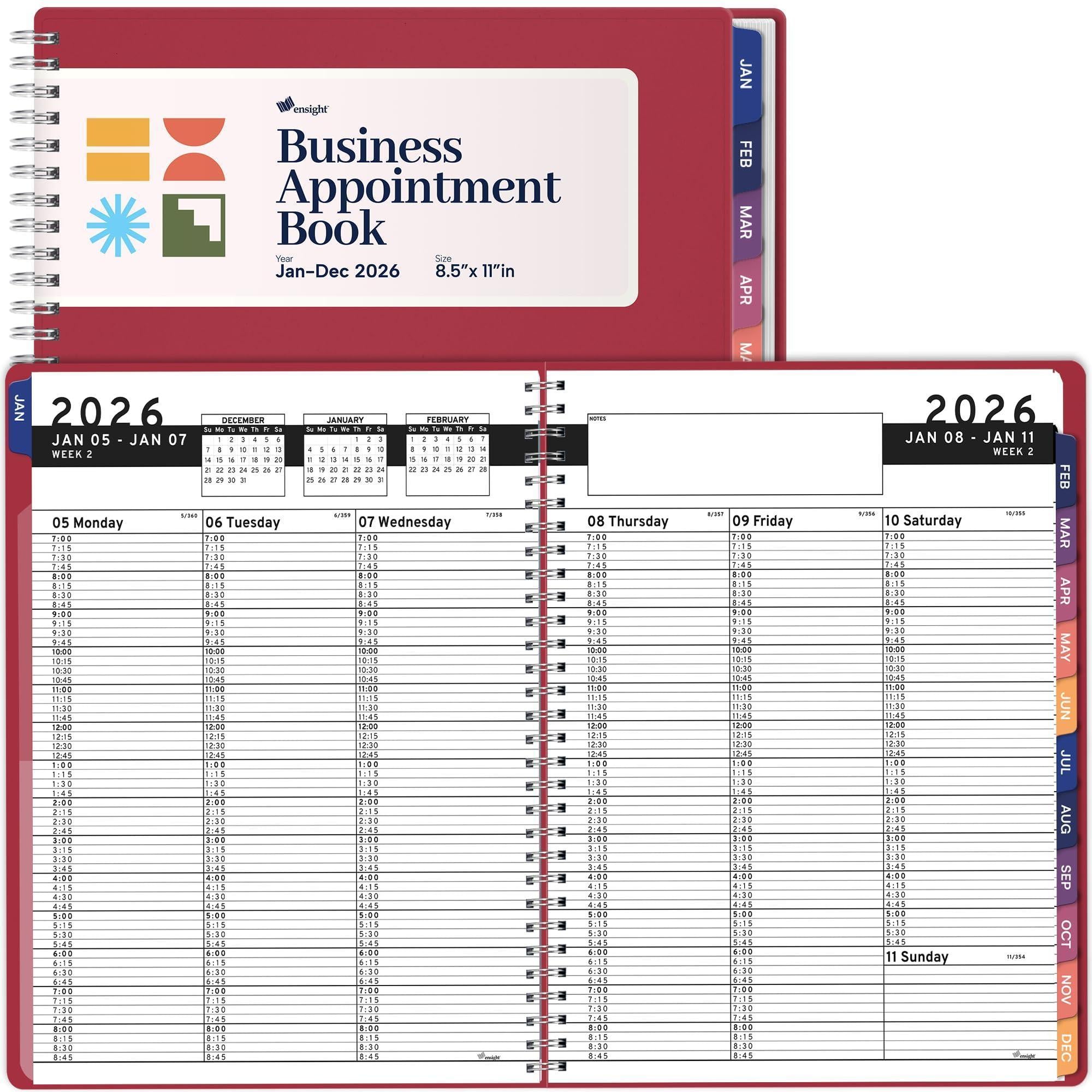 2026 Appointment Book & Planner 8.5 x 11 inch Large Maroon Tabbed Daily Hourly Weekly Planner Schedule Book 15 Minute time Slots Business & Personal Planner Jan 2026 Dec 2026 2026 Appointment Book & Planner 8.5 x 11 inch Large Maroon Tabbed Daily Hourly Weekly Planner Schedule Book 15 Minute time Slots Business & Personal Planner Jan 2026 Dec 2026