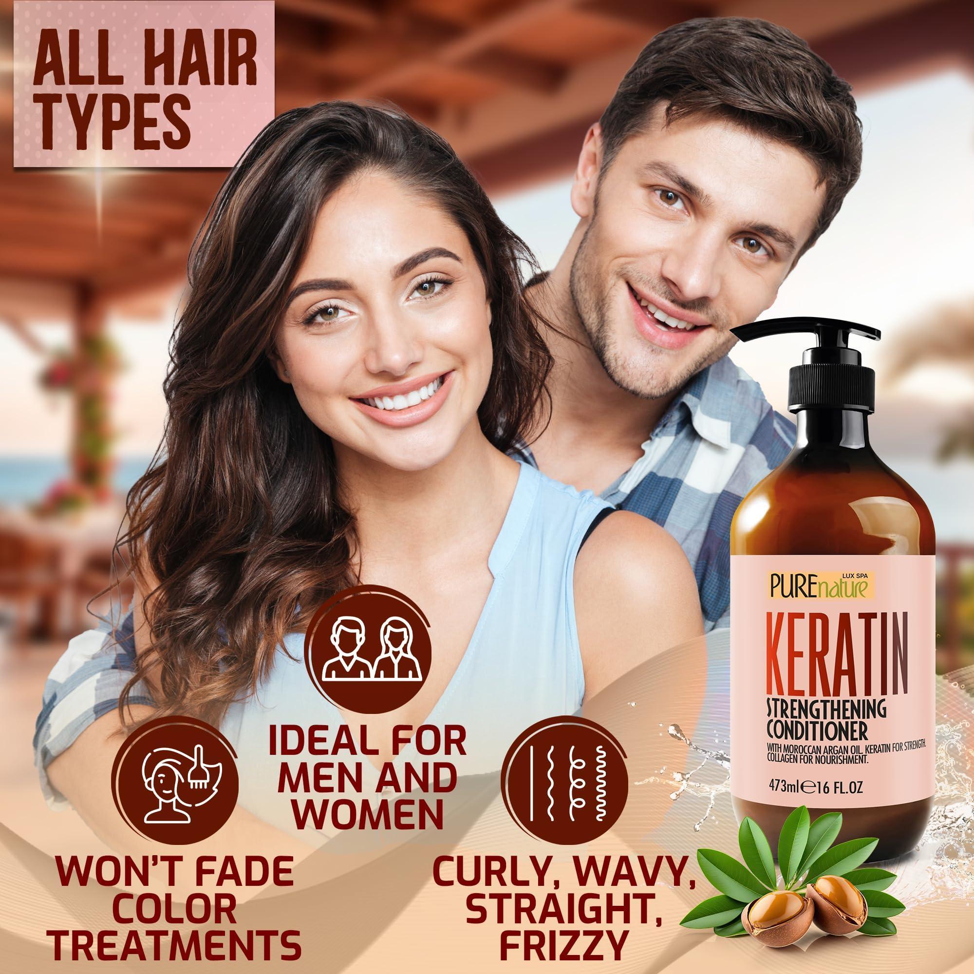 Keratin Conditioner for Women and Men Deep Conditioning Treatment to Repair Dry Damaged Hair and Split Ends 16 Fl Oz Strengthening Sulfate Free Formula Keratin Conditioner for Women and Men Deep Conditioning Treatment to Repair Dry Damaged Hair and Split Ends 16 Fl Oz Strengthening Sulfate Free Formula