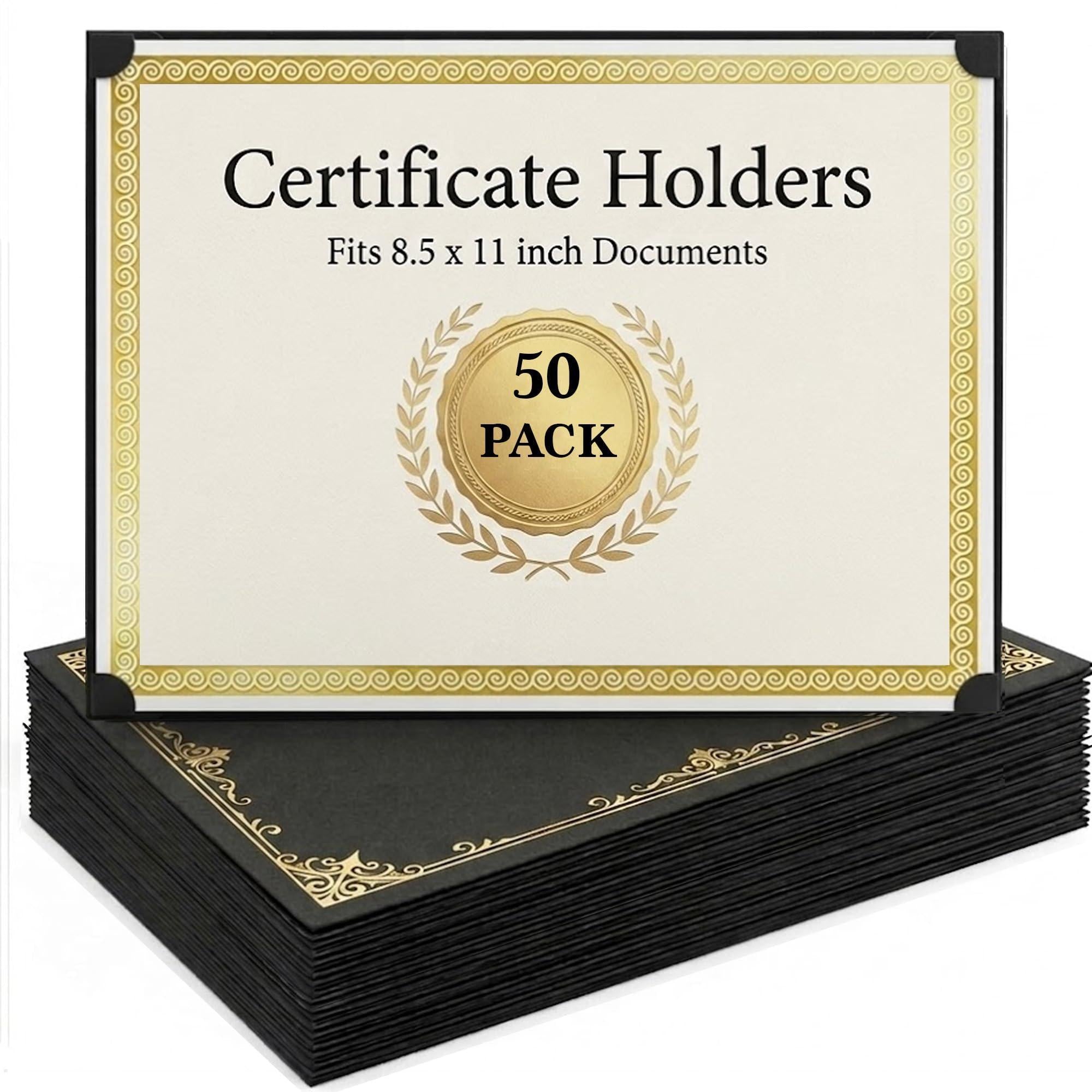 50 Pack Single Sided Certificate Holders 8.5x11 Black Award Certificate Folders with Gold Foil Border Cardstock Covers Letter Size Graduation Certificate Sleeves Protective Diploma Holders Bulk 50 Pack Single Sided Certificate Holders 8.5x11 Black Award Certificate Folders with Gold Foil Border Cardstock Covers Letter Size Graduation Certificate Sleeves Protective Diploma Holders Bulk