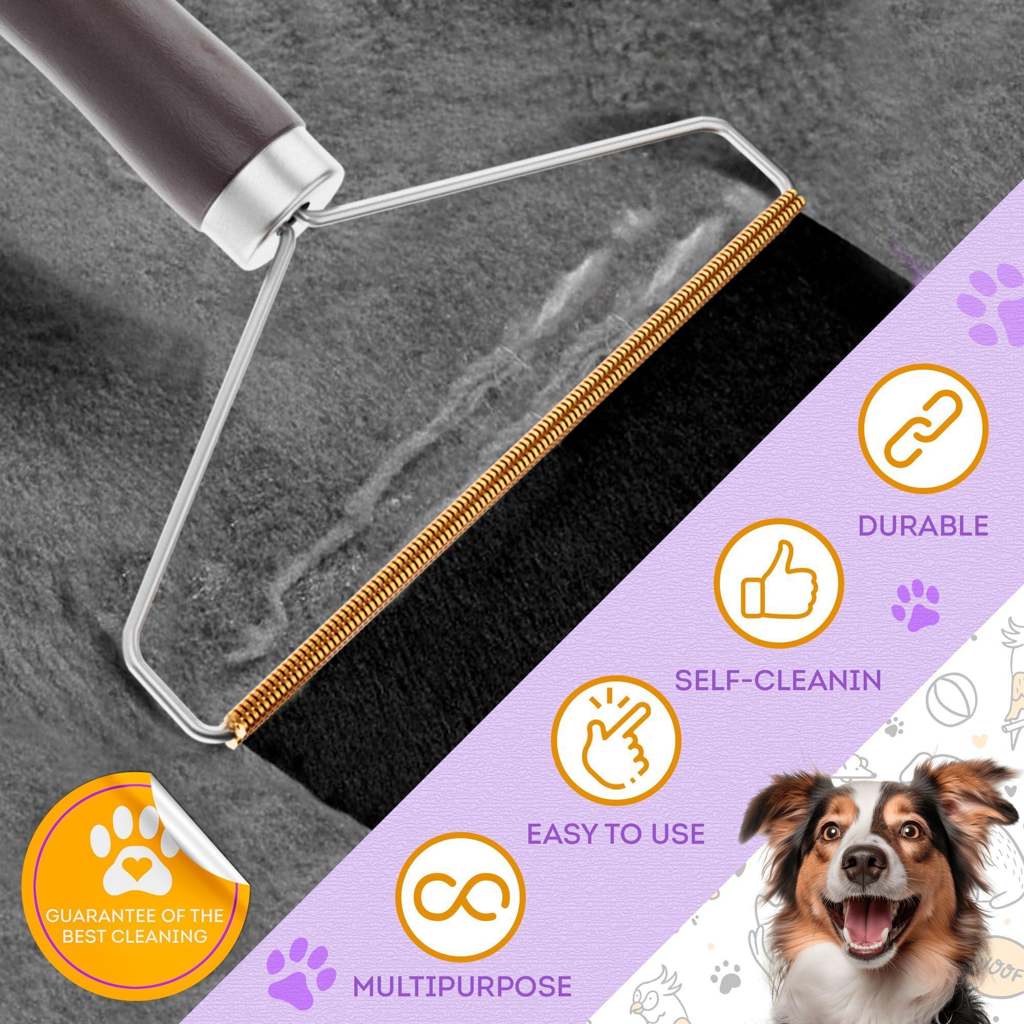 Pet Hair Remover Tool for Furniture Reusable Copper Teeth Wooden Handle Pet Hair Remover Tool for Furniture Reusable Copper Teeth Wooden Handle