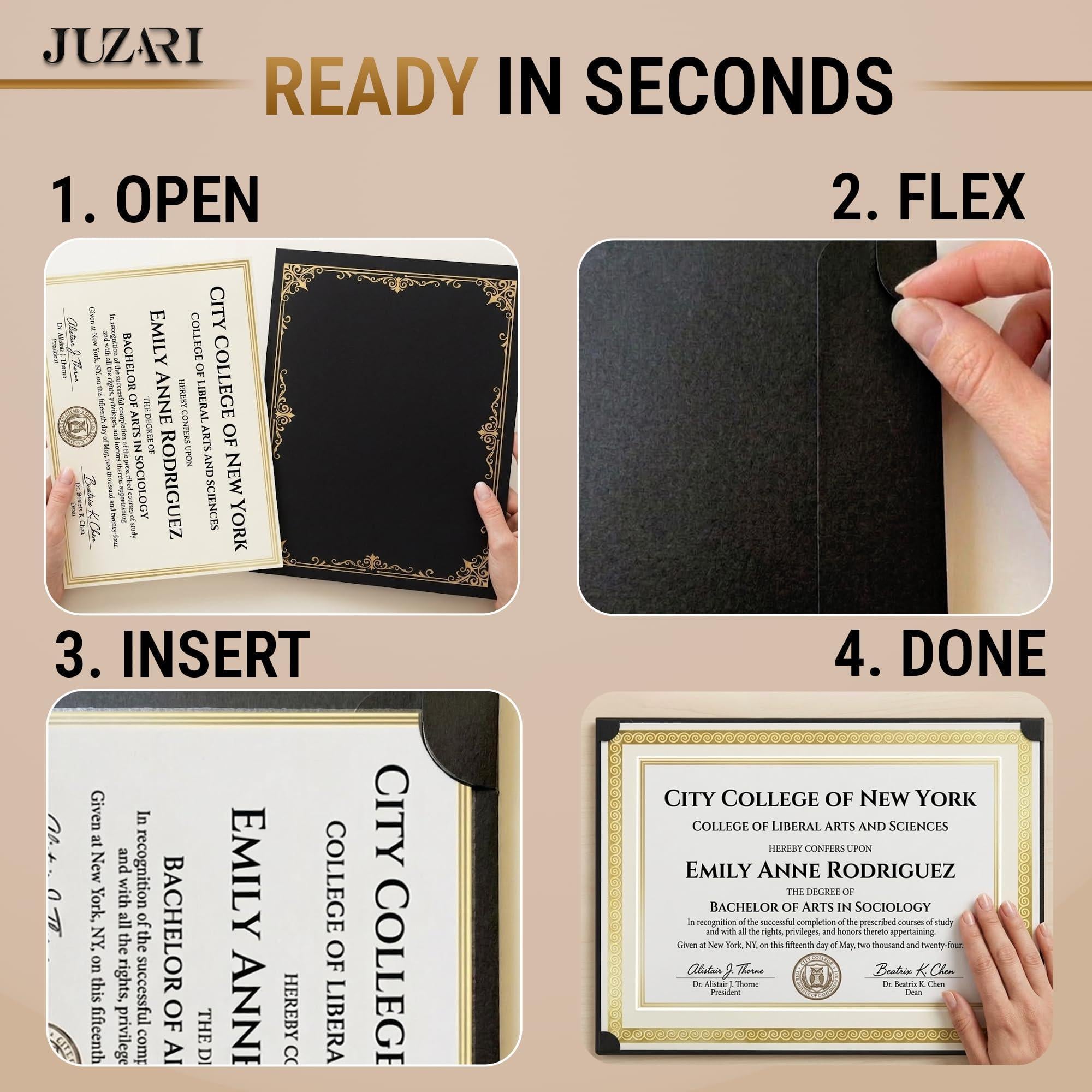 30 Pack Single Sided Certificate Holders 8.5x11 Black Award Certificate Folders with Gold Foil Border Cardstock Covers Letter Size Graduation Certificate Sleeves Protective Diploma Holders Bulk 30 Pack Single Sided Certificate Holders 8.5x11 Black Award Certificate Folders with Gold Foil Border Cardstock Covers Letter Size Graduation Certificate Sleeves Protective Diploma Holders Bulk