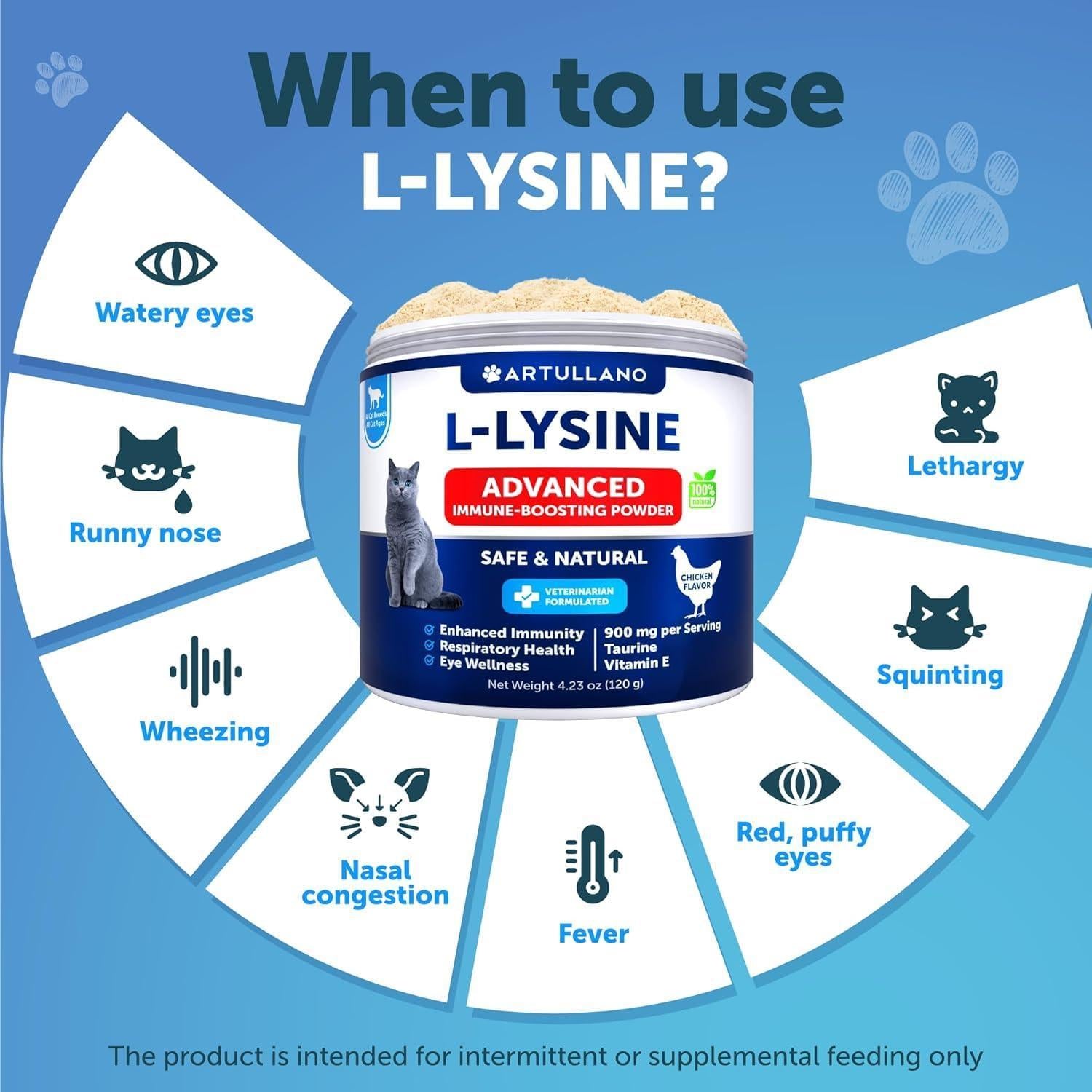 L-Lysine Powder for Cats 900 mg per Serving Immune Support L-Lysine Powder for Cats 900 mg per Serving Immune Support