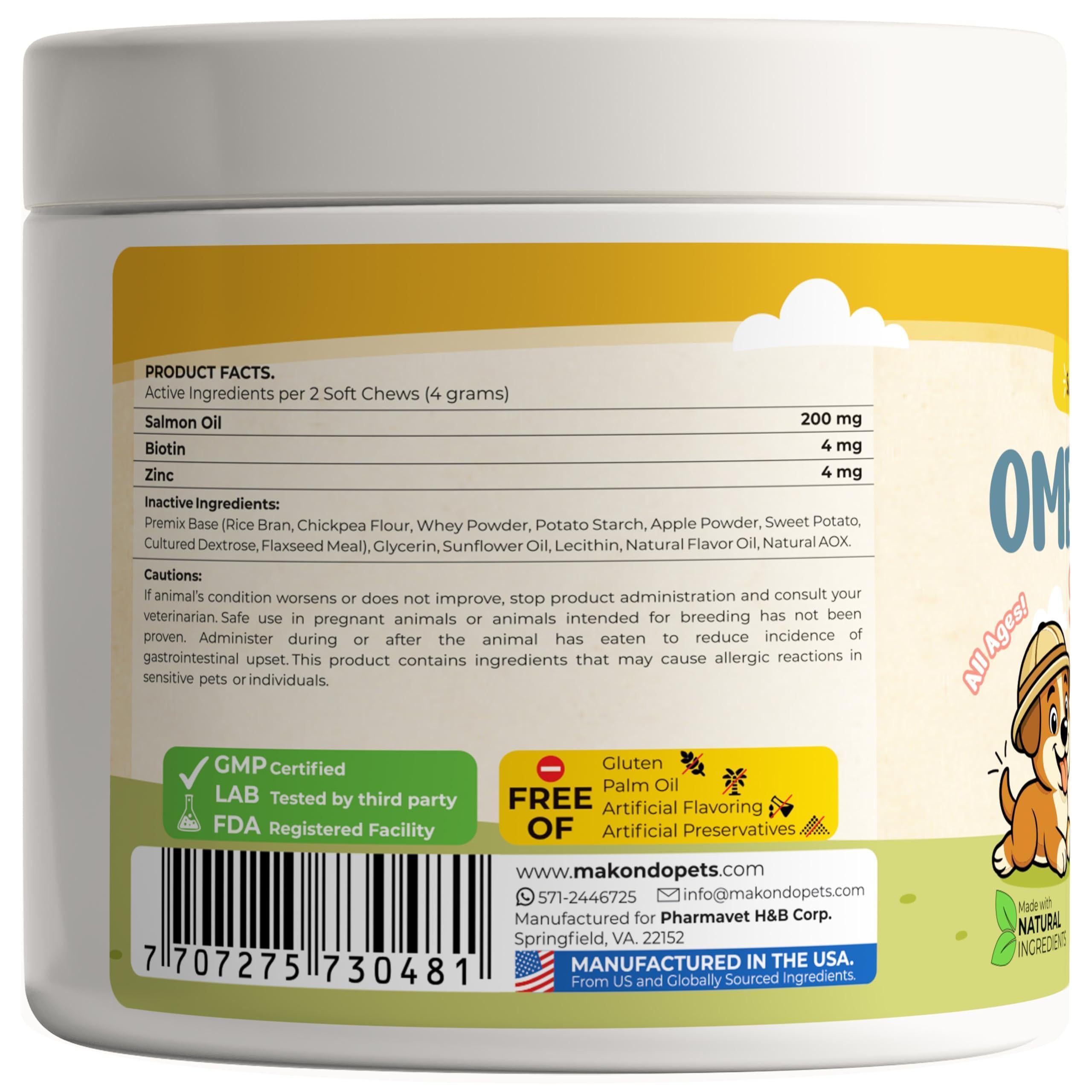 Omega-3 Fish Oil Chews for Dogs 120 Count Skin & Coat Shedding EPA & DHA Omega-3 Fish Oil Chews for Dogs 120 Count Skin & Coat Shedding EPA & DHA