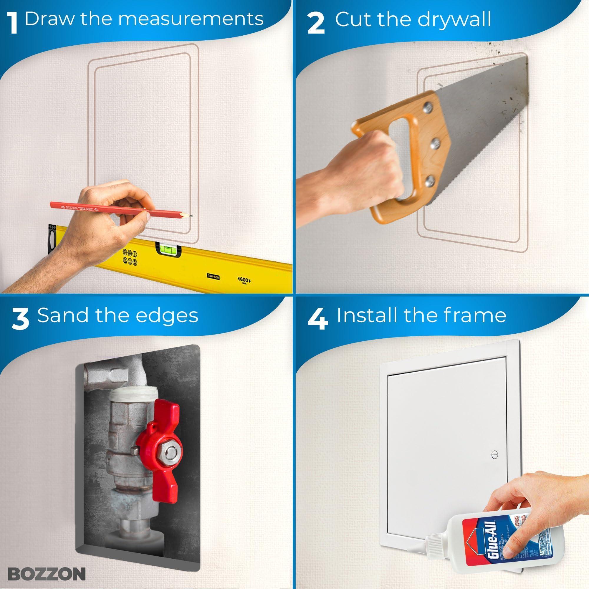 Access Panel for Drywall with Screwdriver Latch 6 x 6 inch Metal Door a 1.2 mm Thick Frame Wall Hole Cover Access Door Plumbing Access Panel for Drywall Heavy Durable White Access Panel for Drywall with Screwdriver Latch 6 x 6 inch Metal Door a 1.2 mm Thick Frame Wall Hole Cover Access Door Plumbing Access Panel for Drywall Heavy Durable White