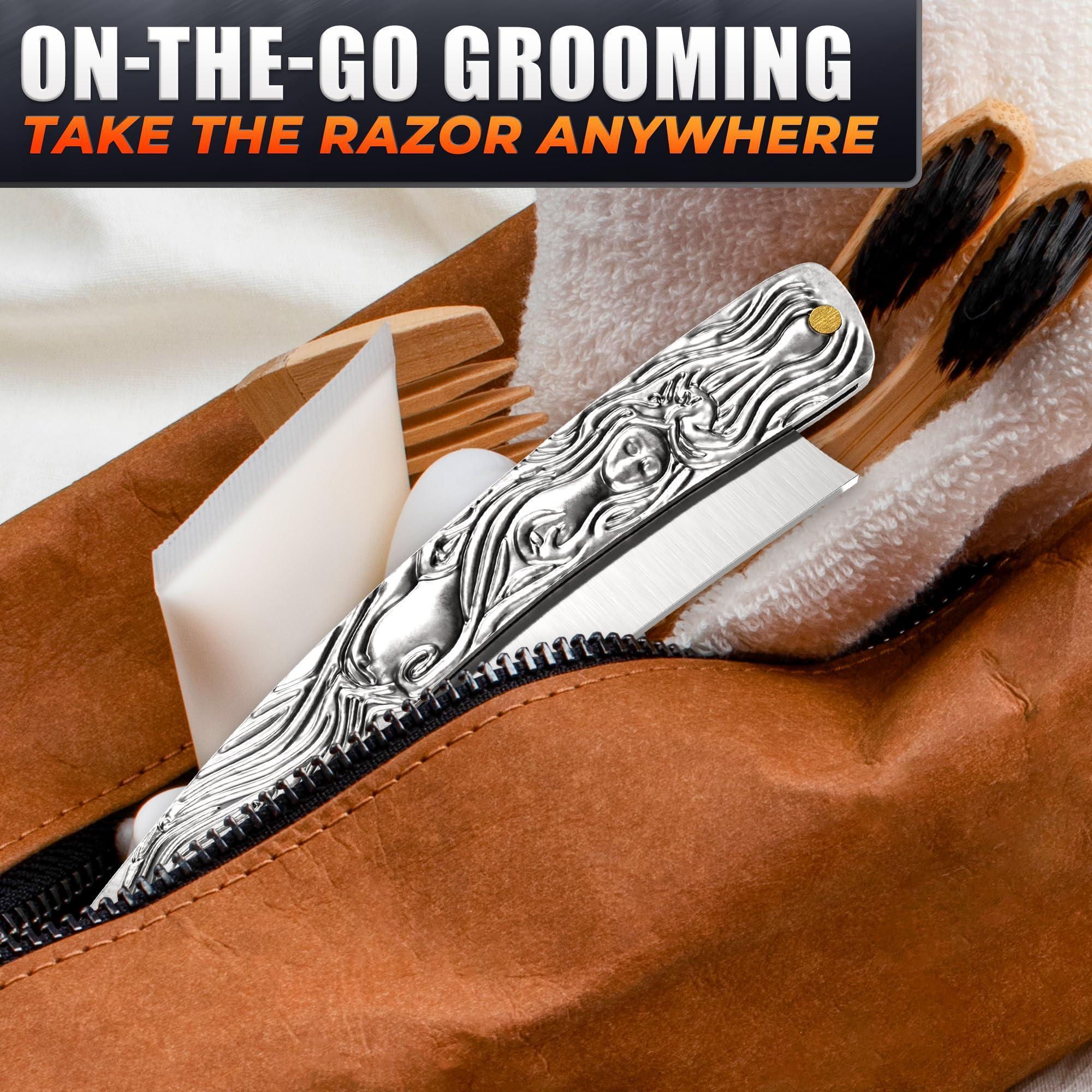Straight Razor Carbon Steel Blade 11.4 in Secure Grip for Shaving Straight Razor Carbon Steel Blade 11.4 in Secure Grip for Shaving