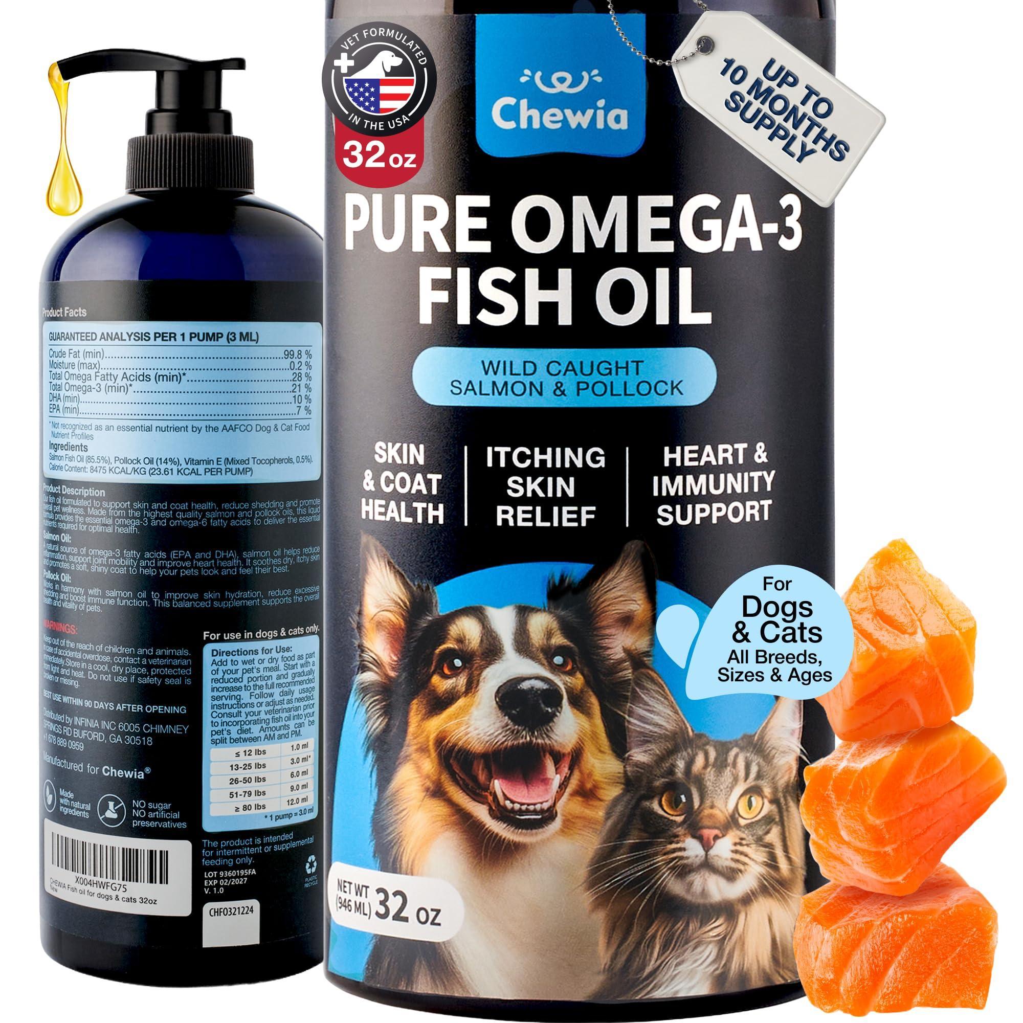 Fish Oil for Dogs and Cats Skin and Coat Support Supplement for Pets Omega 3 6 9 Fatty Acids Itchy Skin, Shedding, Immunity, Joint EPA DHA Wild Caught Salmon and Pollock Food Topper Fish Oil for Dogs and Cats Skin and Coat Support Supplement for Pets Omega 3 6 9 Fatty Acids Itchy Skin, Shedding, Immunity, Joint EPA DHA Wild Caught Salmon and Pollock Food Topper