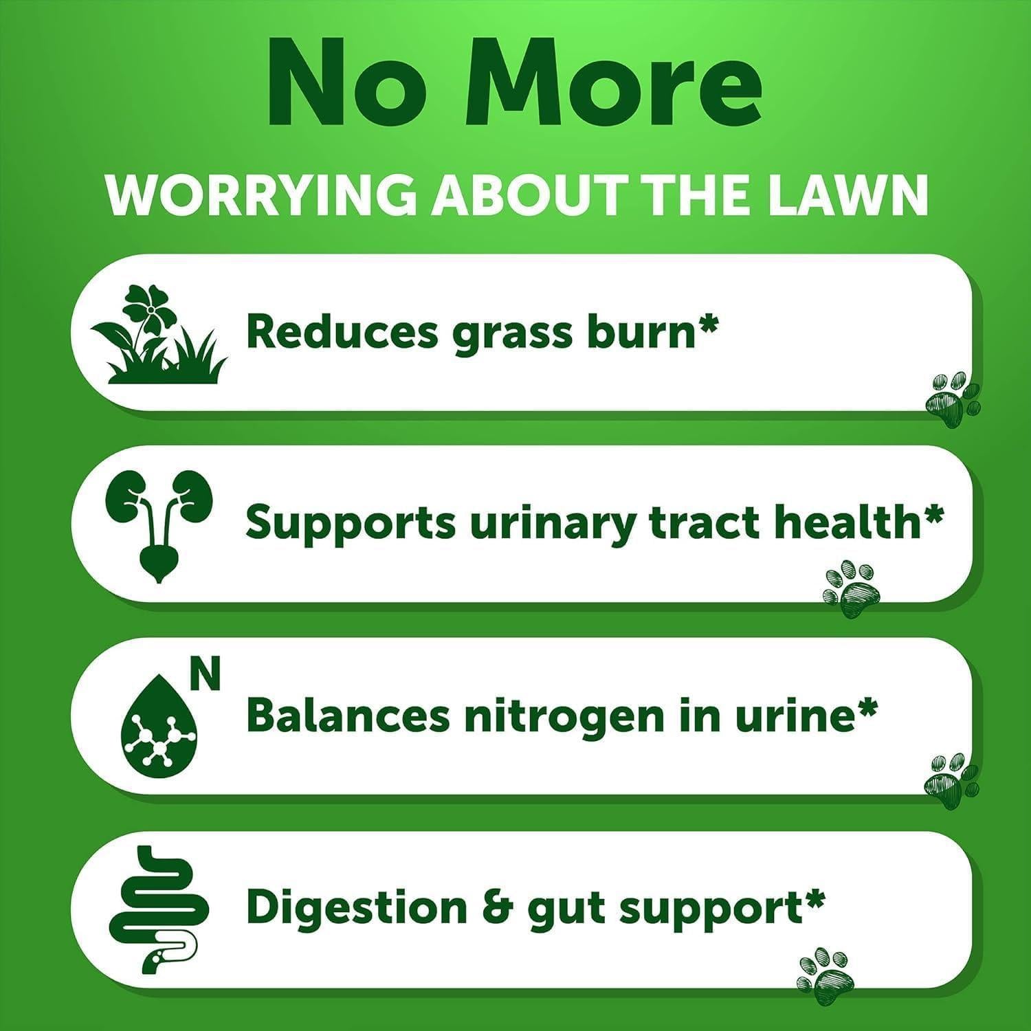 Grass Burn Spot Chews for Dogs 120 Count Lawn Urine Neutralizer Grass Burn Spot Chews for Dogs 120 Count Lawn Urine Neutralizer
