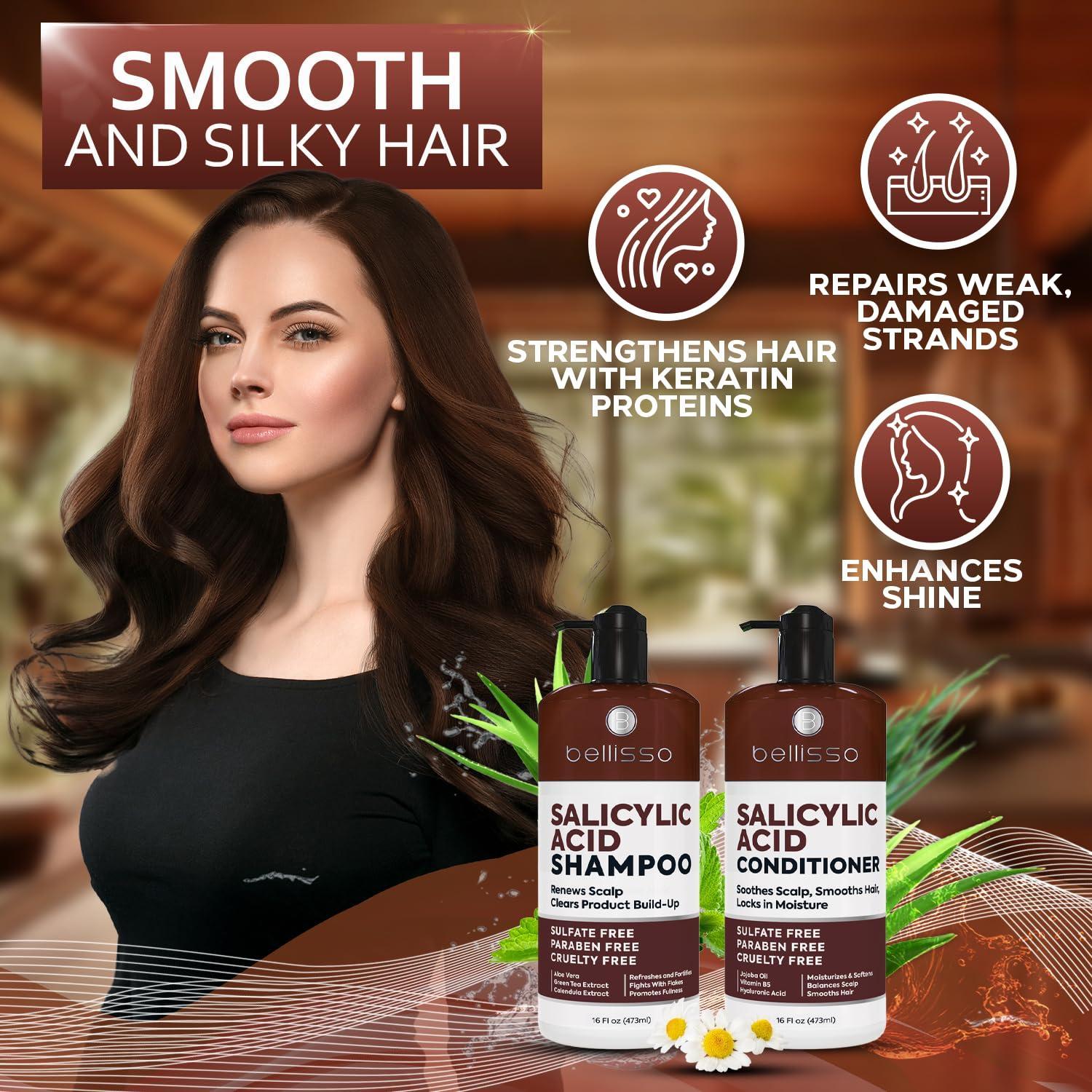 Salicylic Acid Shampoo and Conditioner Set Scalp Exfoliator Formula for Flakes Salicylic Acid Shampoo and Conditioner Set Scalp Exfoliator Formula for Flakes